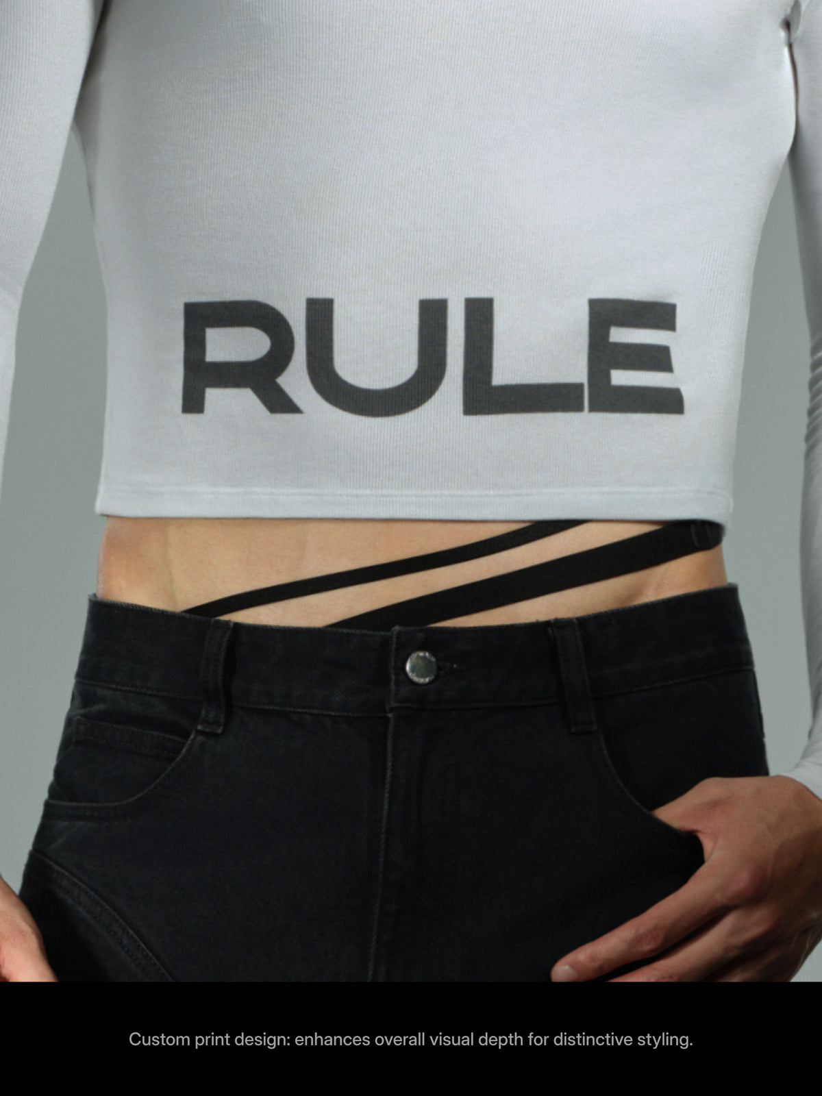 Cropped Slogan Long Sleeve Top — image 2