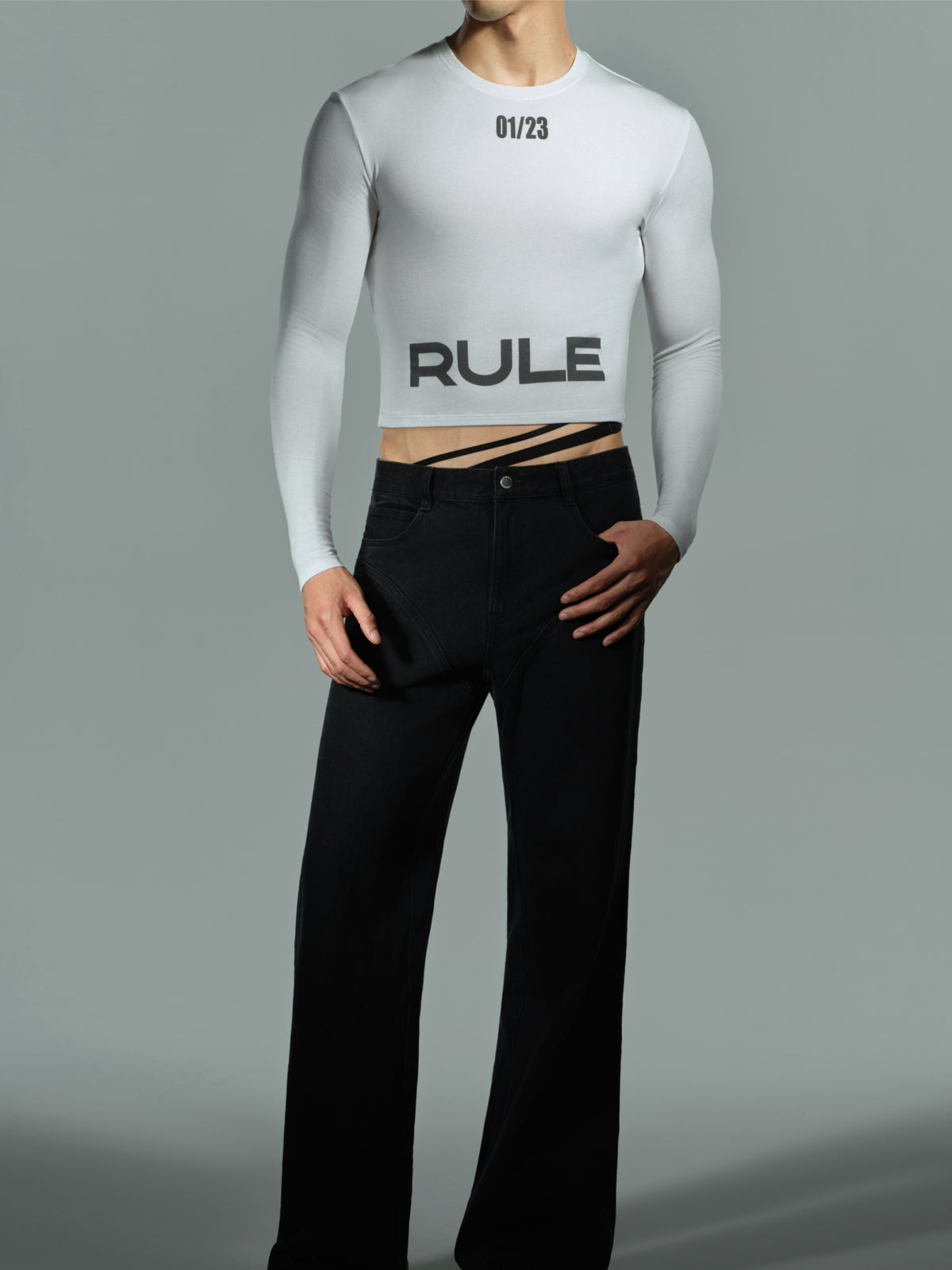 Cropped Slogan Long Sleeve Top — image 7