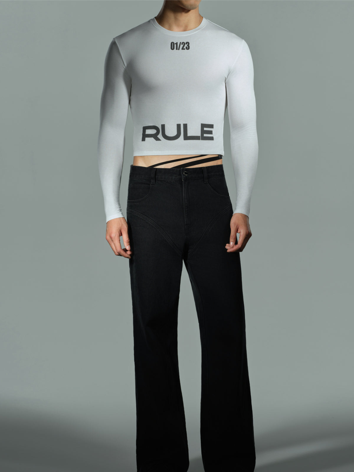 Cropped Slogan Long Sleeve Top — image 8