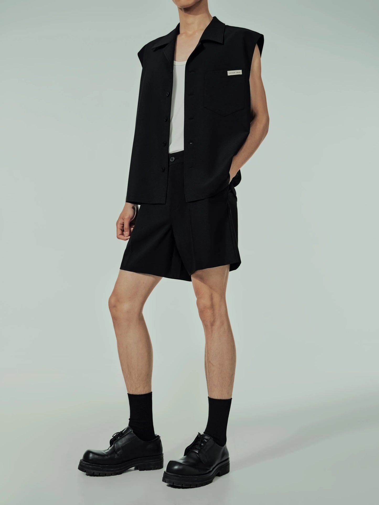 Cuban Collar Shirt Vest