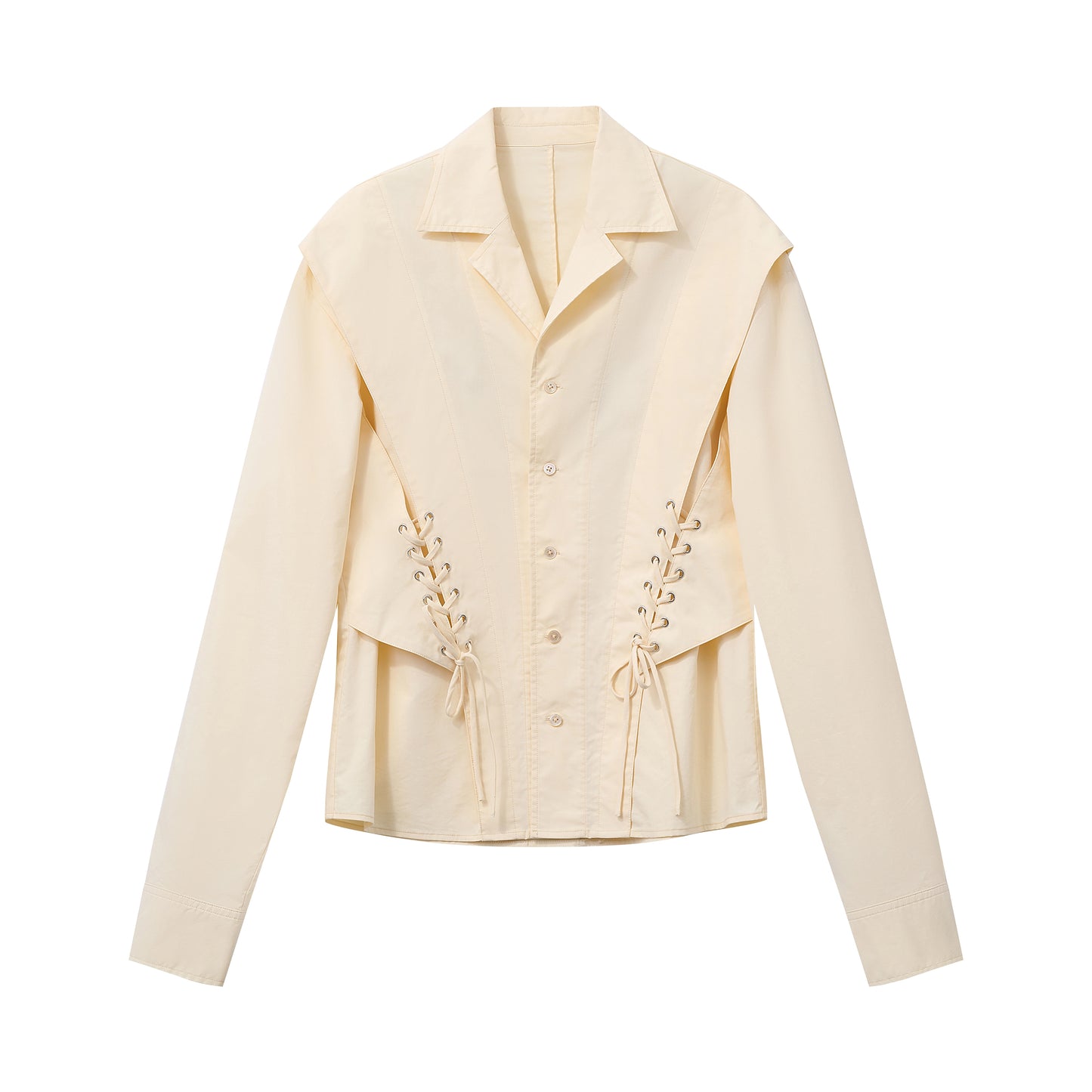 Cuban Collar Shirt with Waist Tie