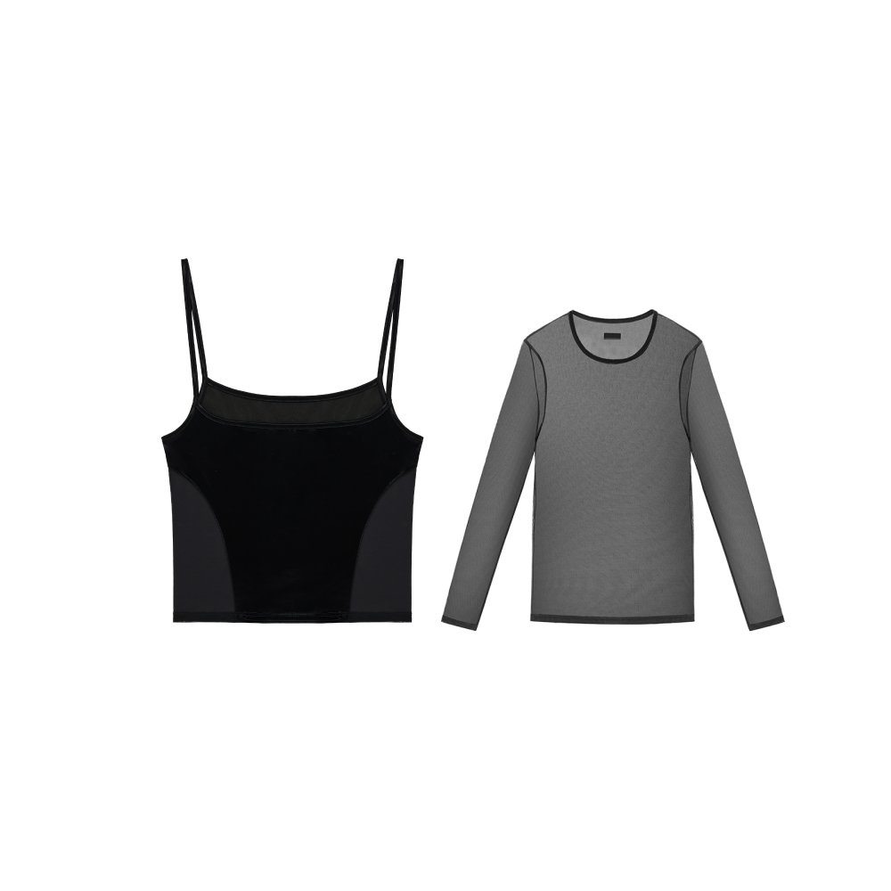 Deep Low-Cut Layered Paneled Tank Top