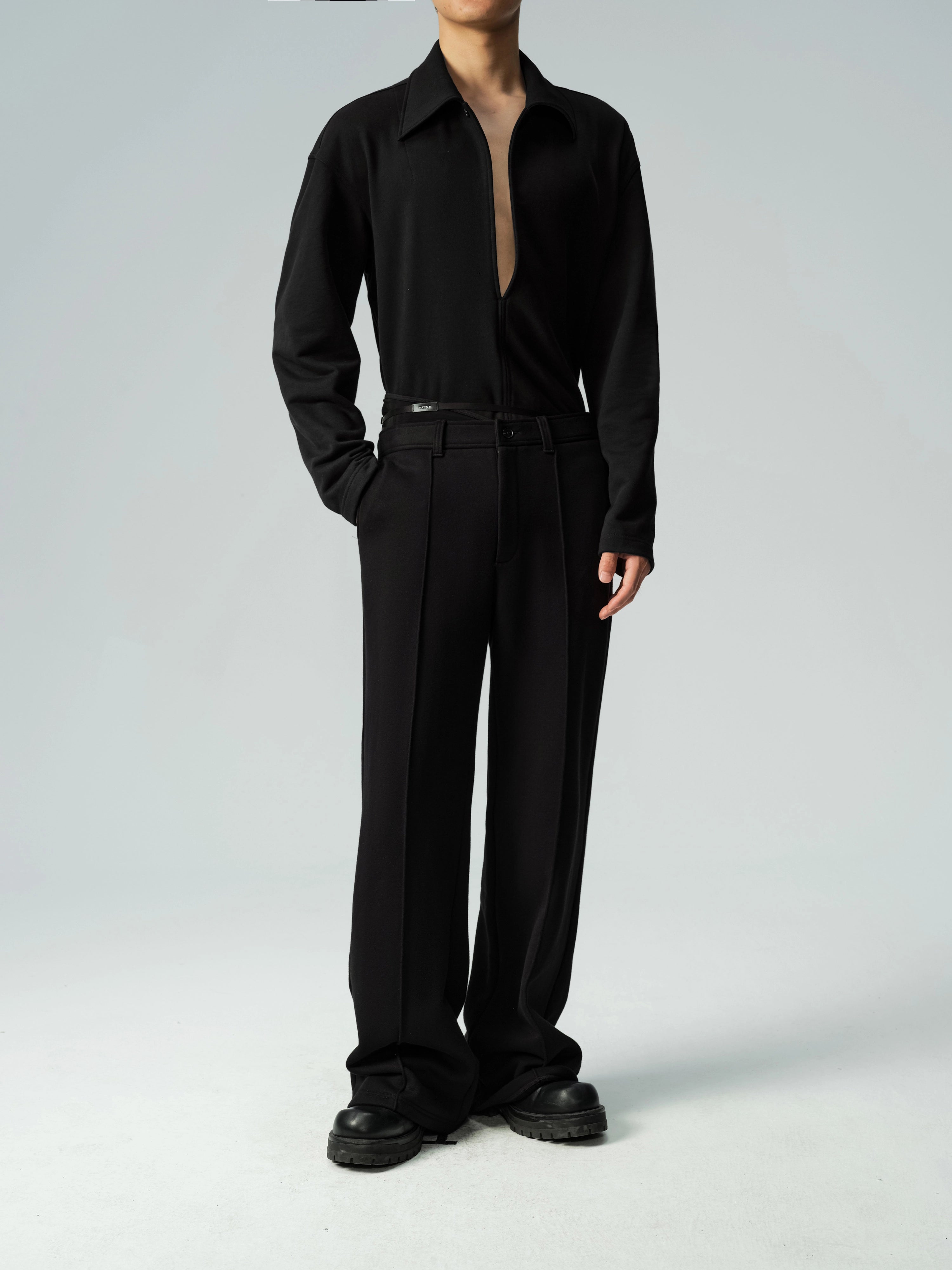 Deep V Top & Fleece Jogger Set