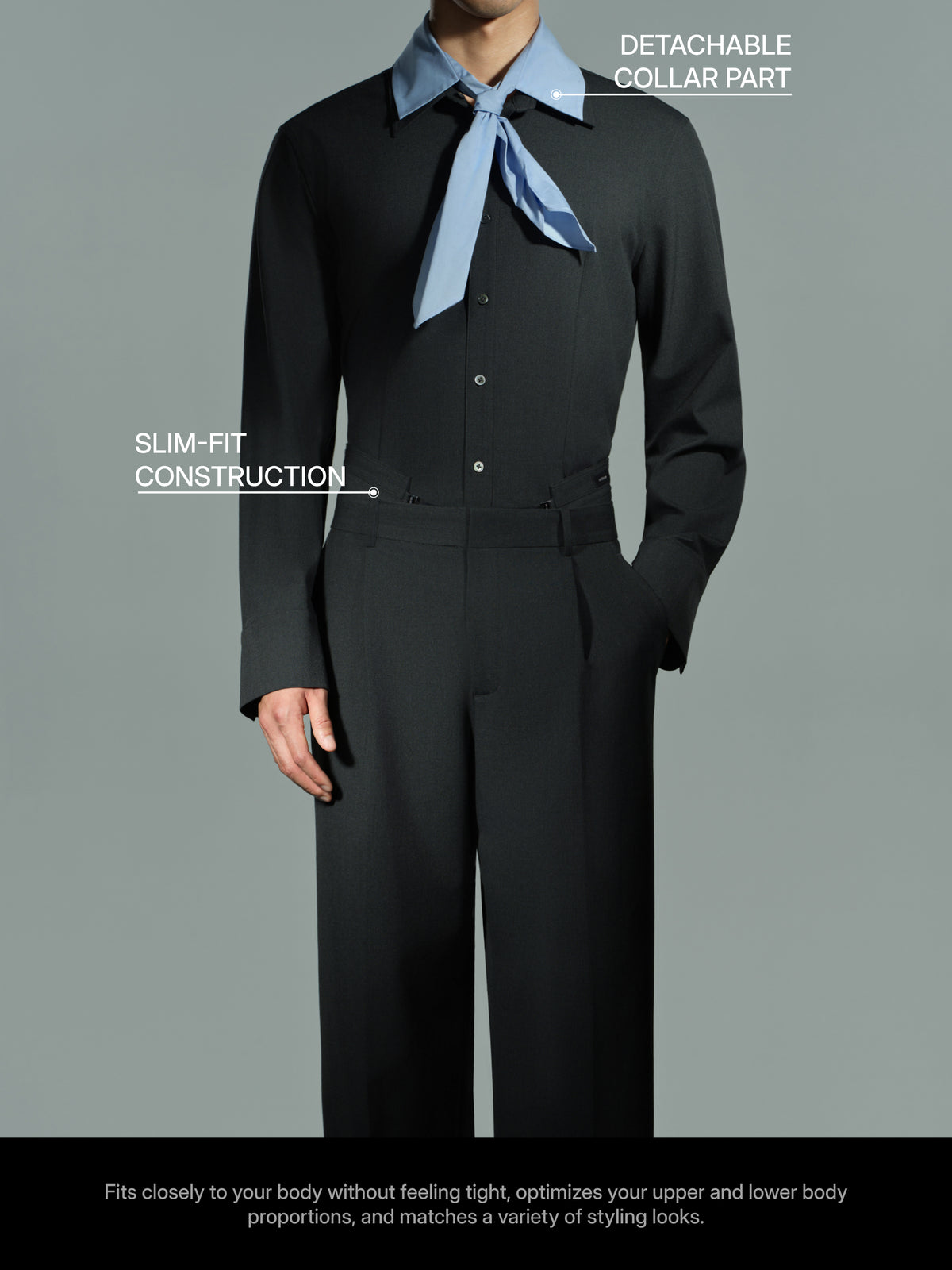 Detachable Collar Long Sleeve Shirt