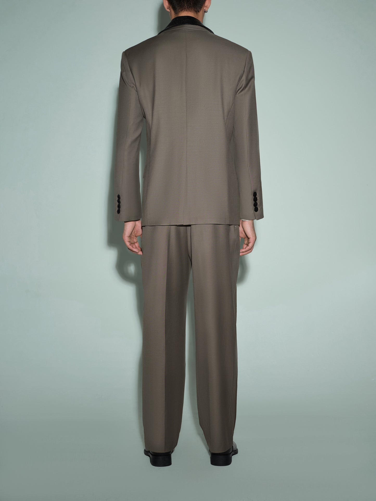 Wool Blazer with Detachable Lizard-Print Collar & Cuffs