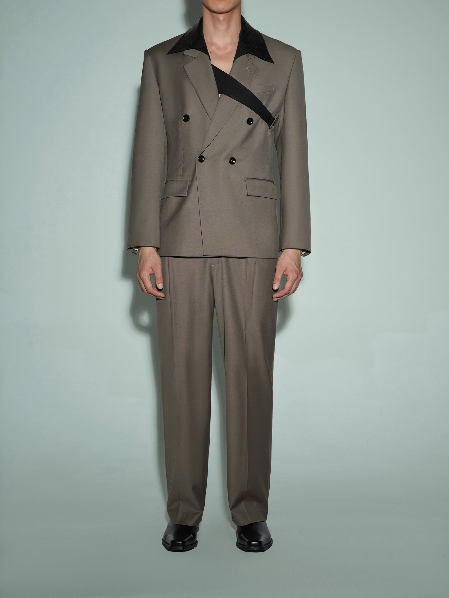 Wool Blazer with Detachable Lizard-Print Collar & Cuffs