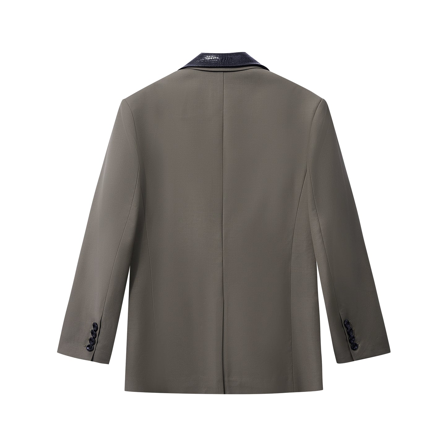 Wool Blazer Set with Lizard Collar Cincher Trousers and Slim Shirt