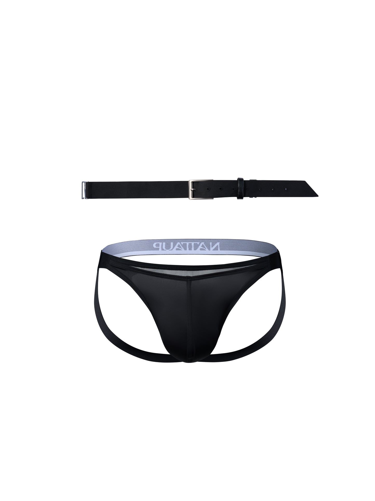 Detachable-Strap Jockstrap & Metal Buckle Half-Belt