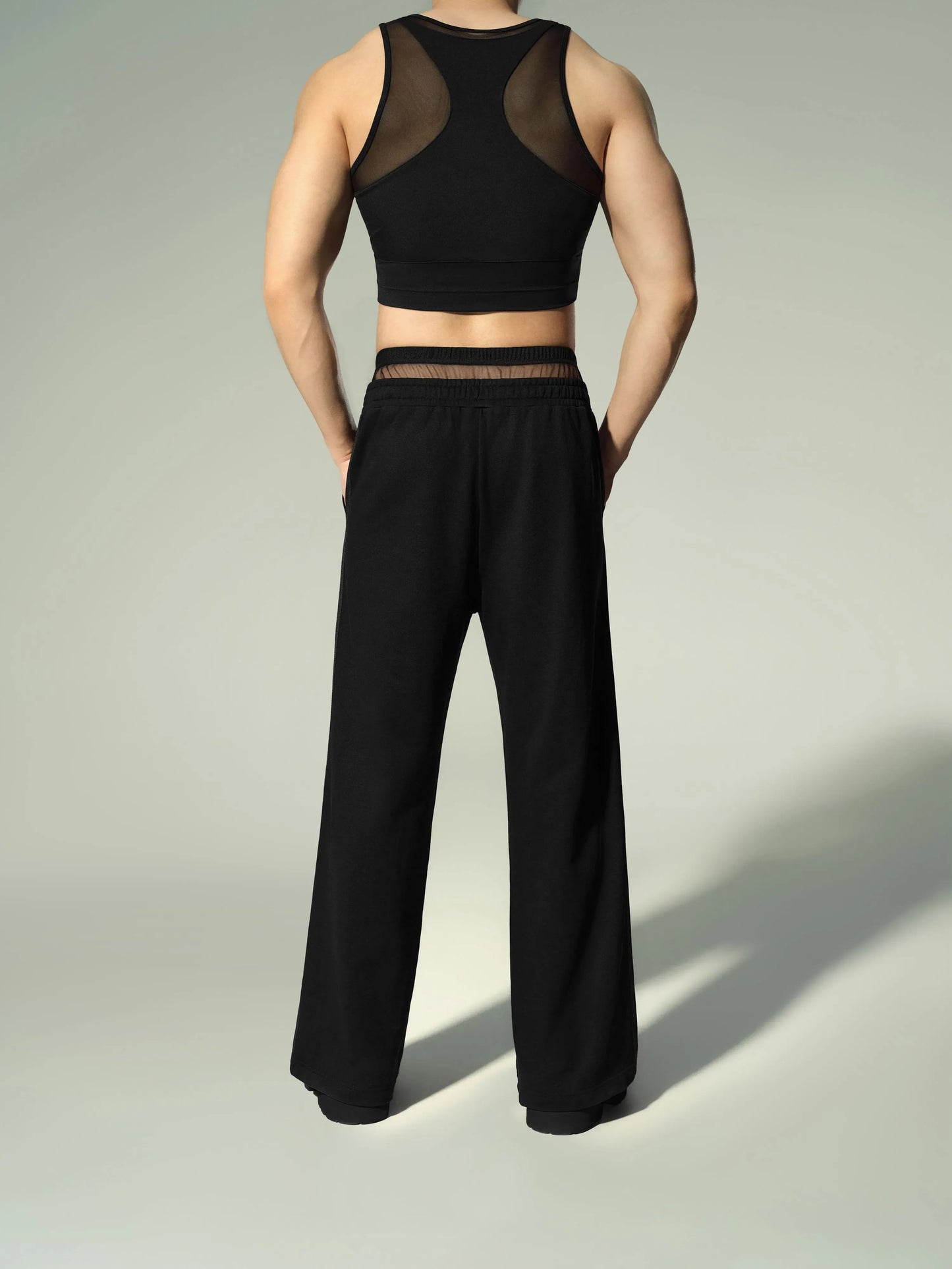 Buckle Brief & Dual-Band Joggers & Mesh Panel Sport Long Sleeve Black