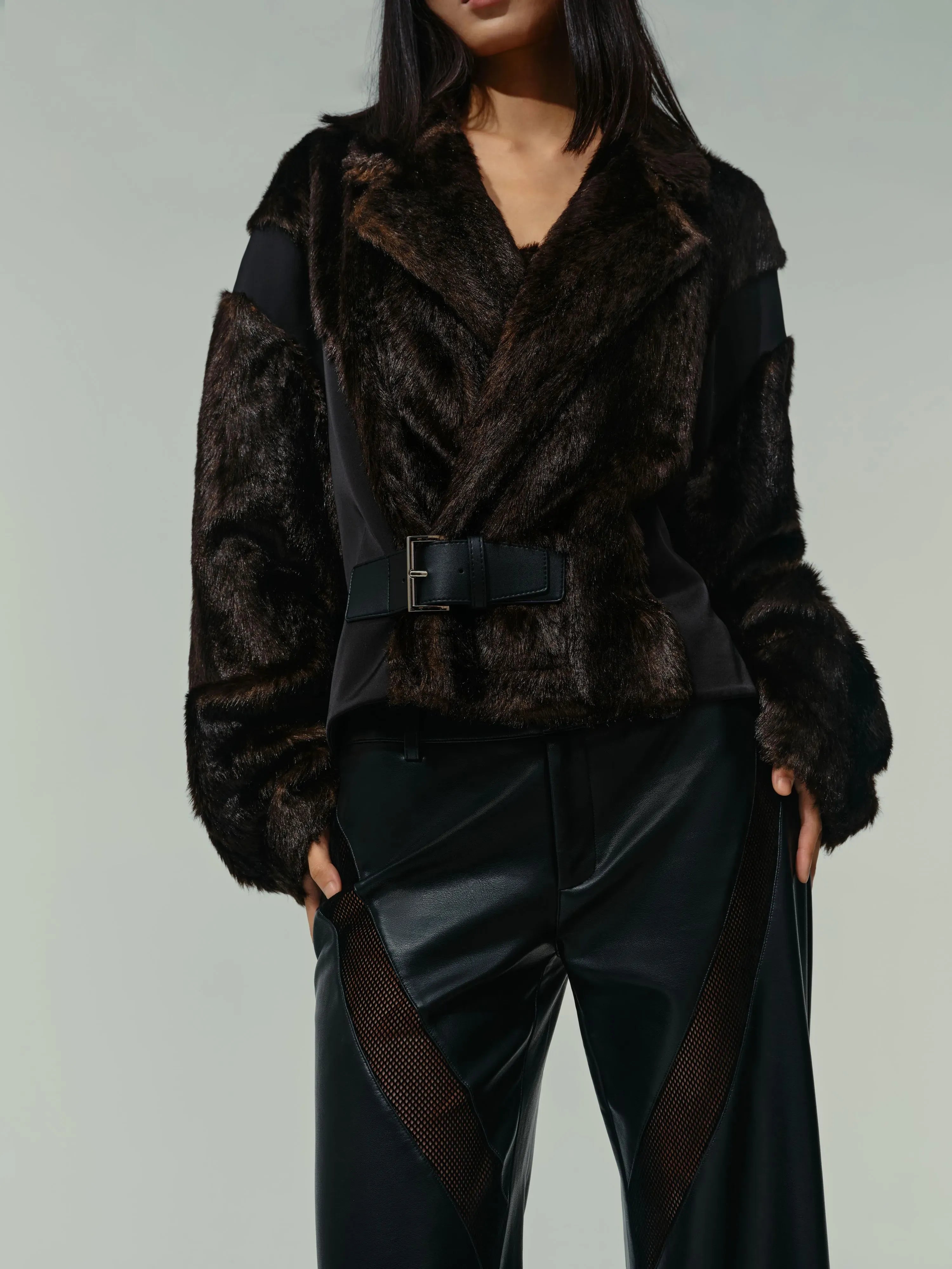 Faux Fur Cropped Coat