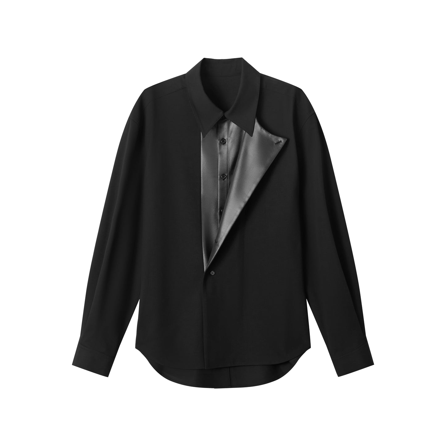 Faux Leather Shirt with Collar