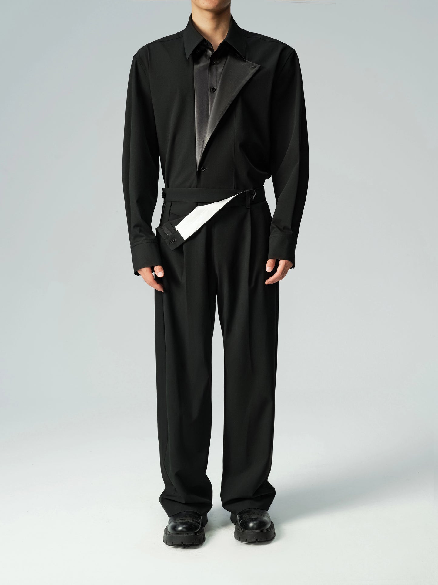 Faux Leather Shirt with Collar