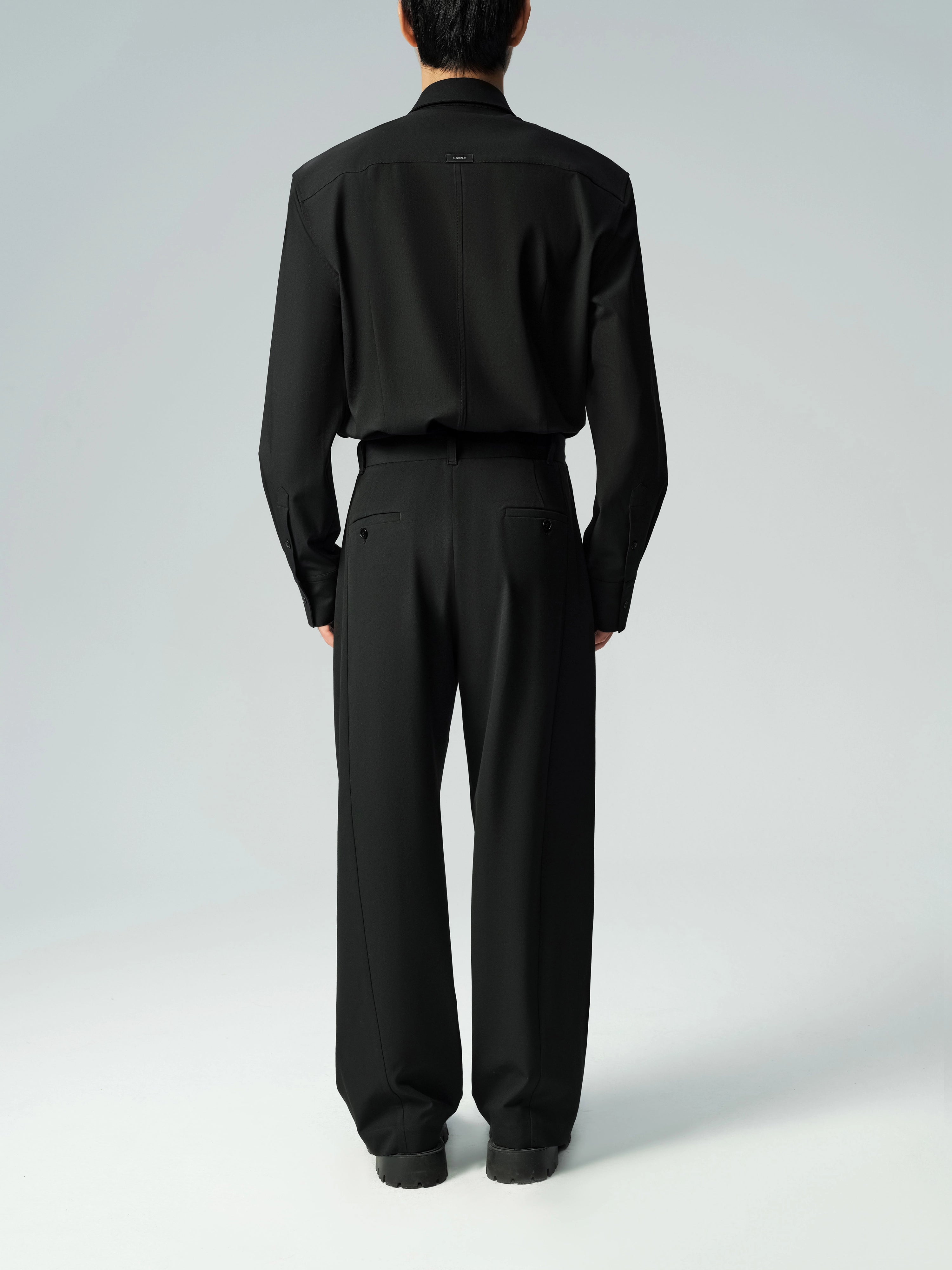 Faux Leather Shirt with Collar