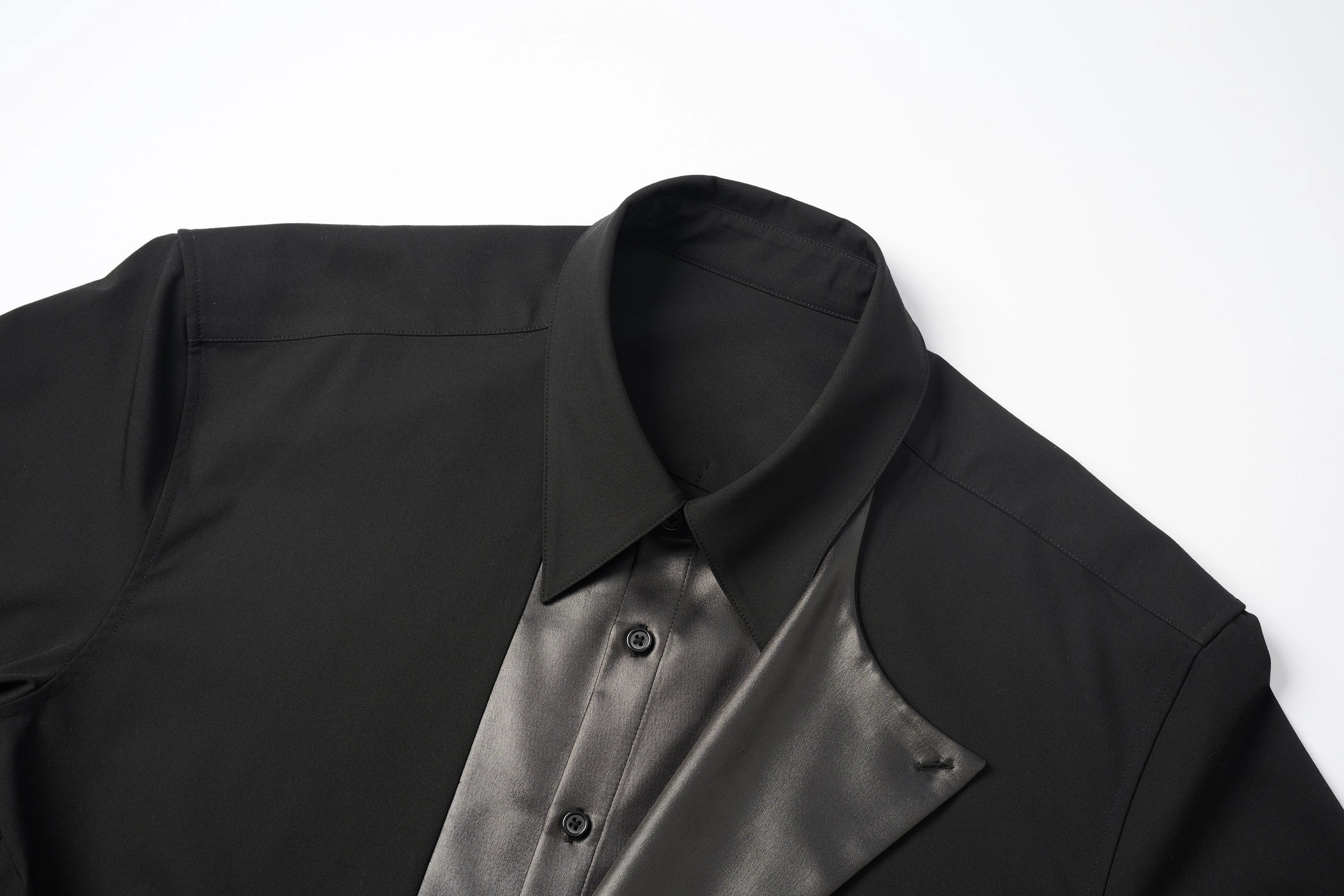 Faux Leather Shirt with Collar