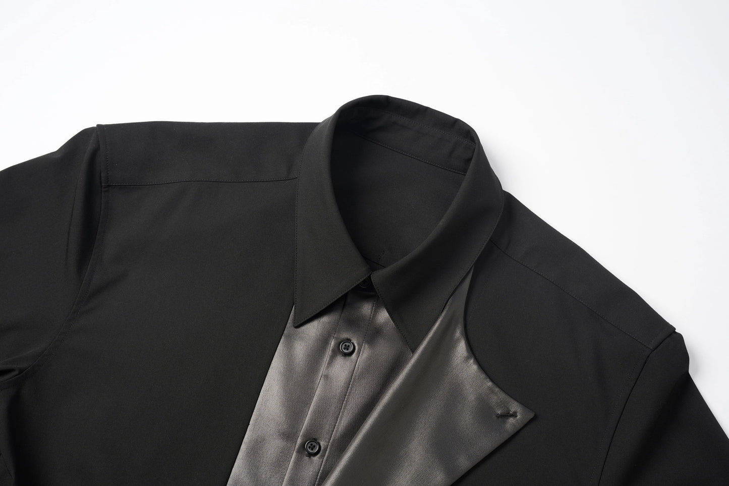 Faux Leather Shirt with Collar