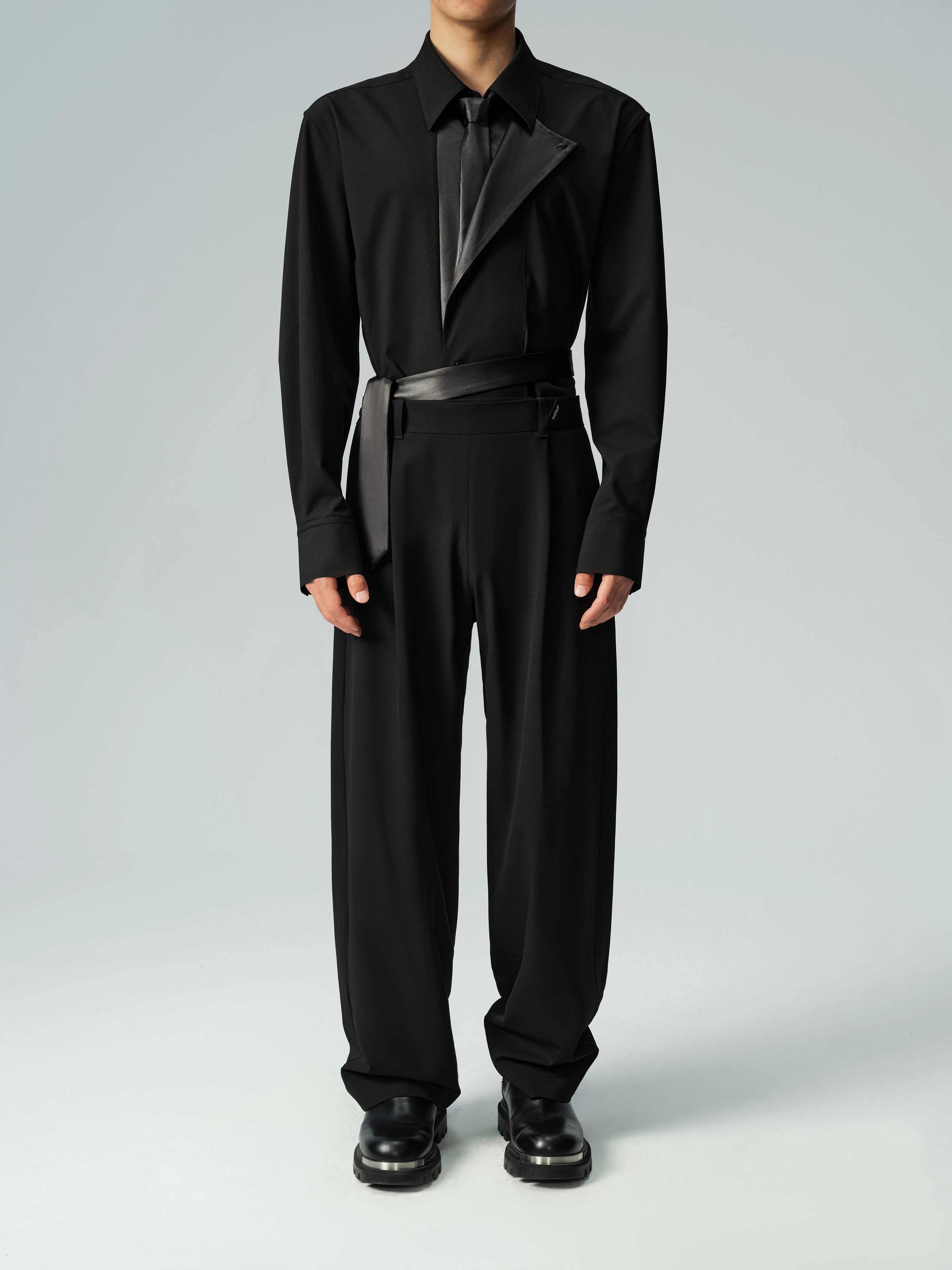 Faux Leather Shirt with Collar