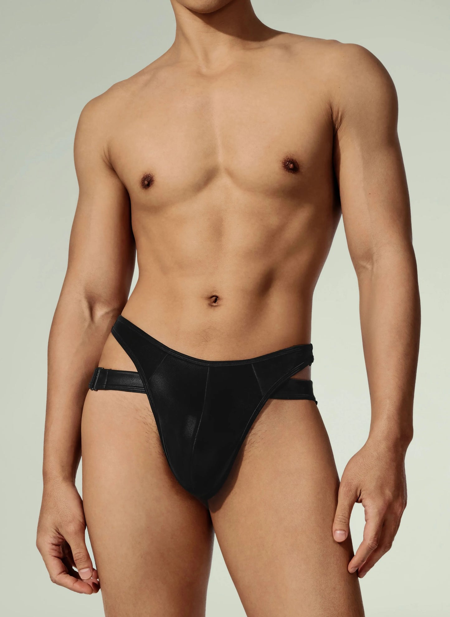 Faux Leather Thong & 9-Hook Jockstrap