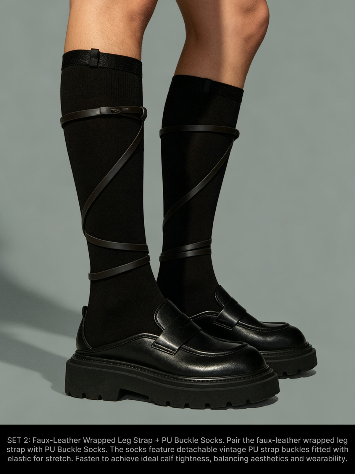 Faux Leather Wrap-Around Calf Strap Accessory