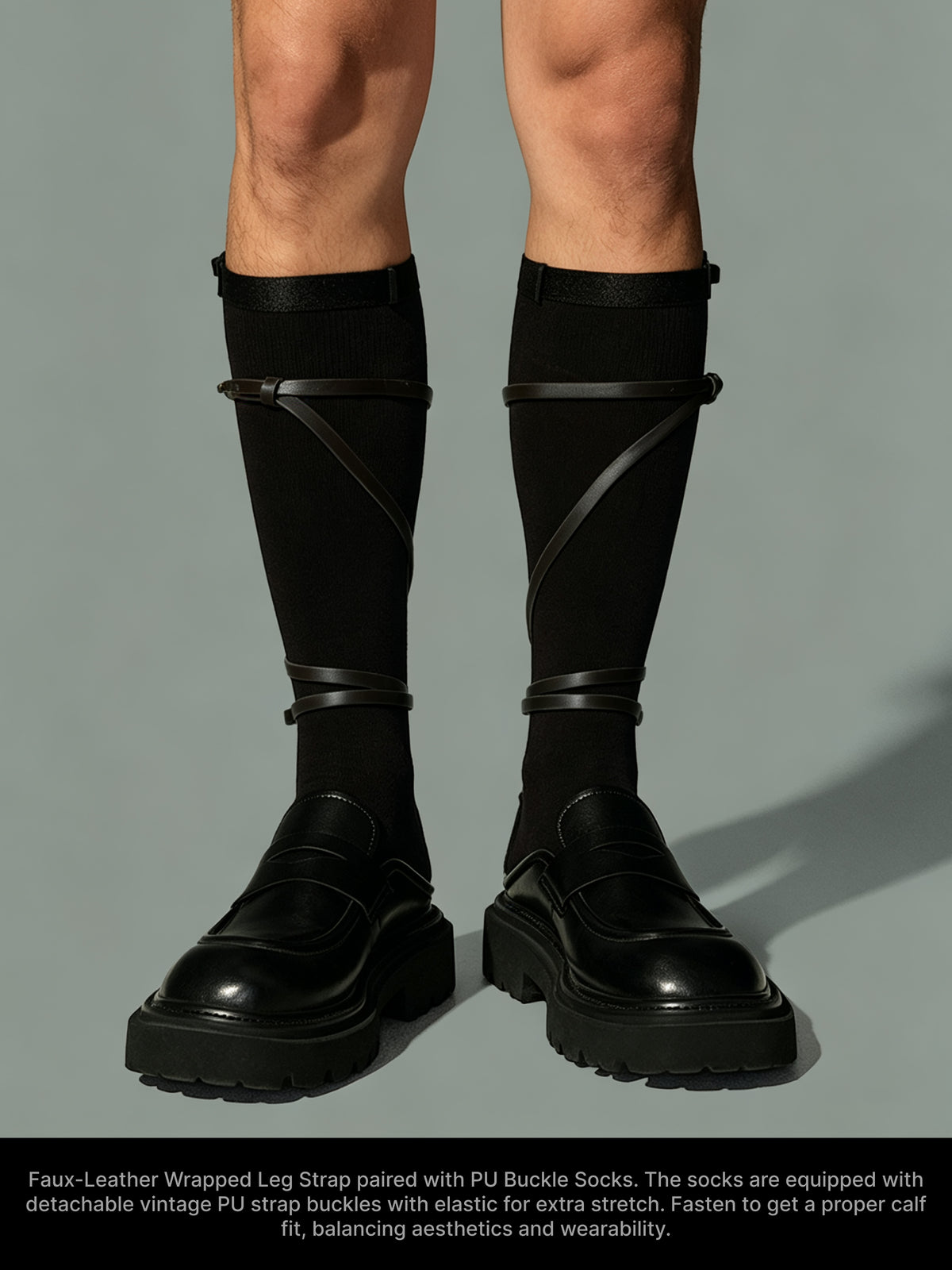 Faux Leather Wrap-Around Calf Strap Accessory