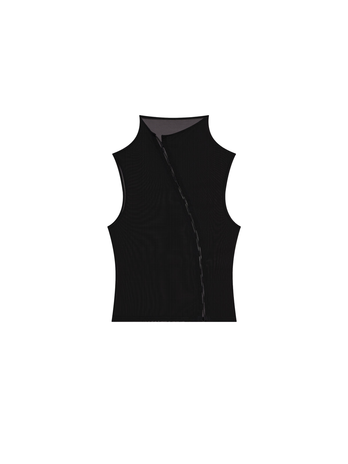 Form-Fitting Seamed Mesh Tank Top & Arm Sleeves Set