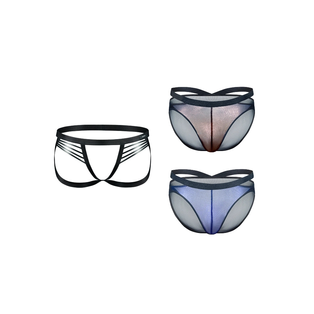Glossy Faux Leather Side Cord Double Thong Harness Accessory