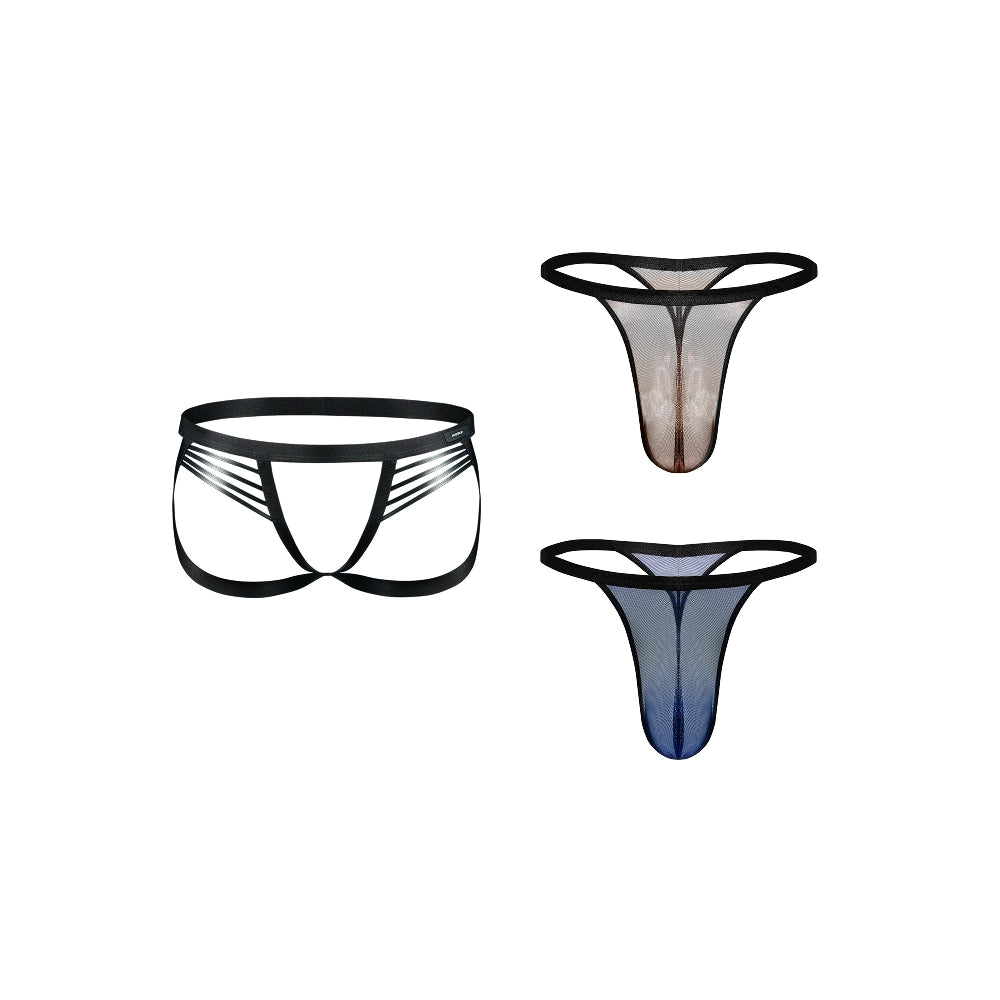 Glossy Faux Leather Side Cord Double Thong Harness Accessory