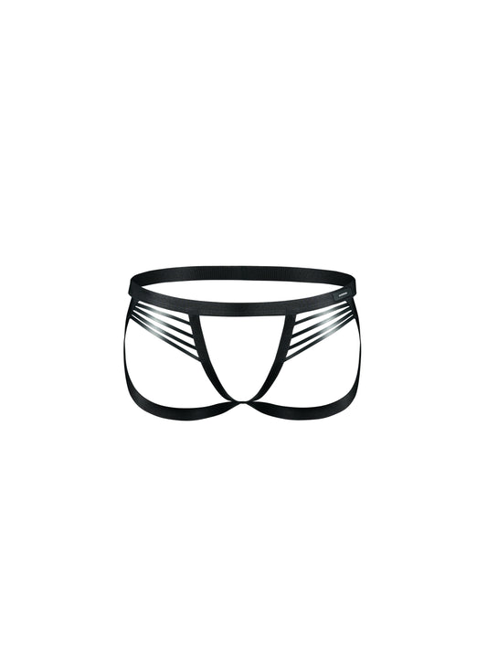 Glossy Faux Leather Side Cord Double Thong Harness Accessory