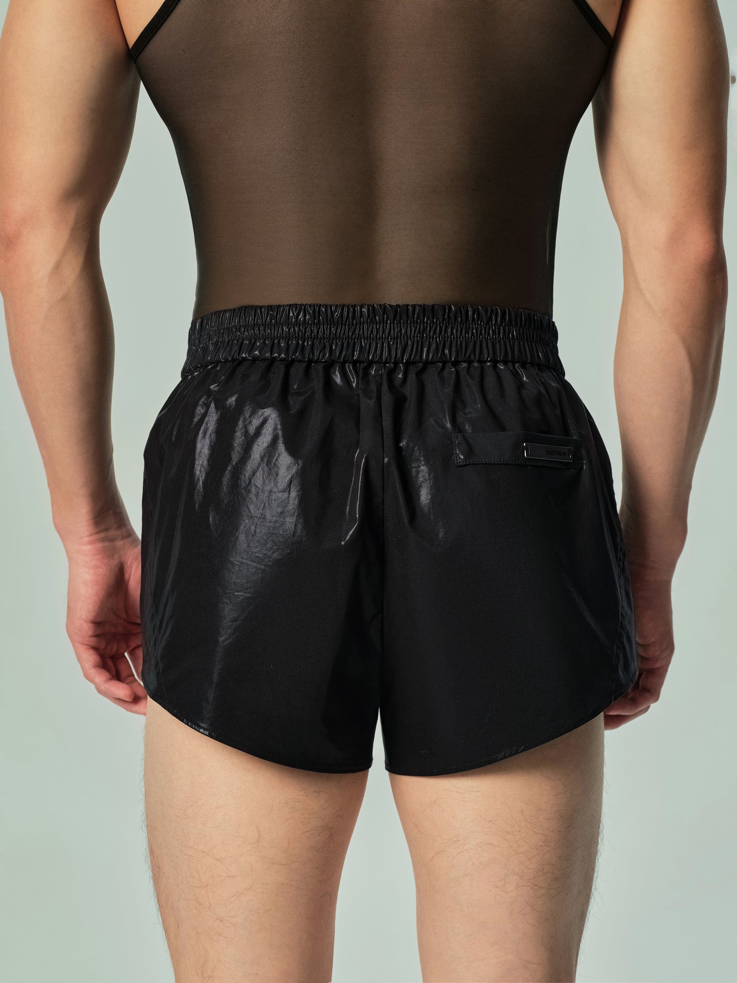 Adjustable Side Straps Jockstrap & Glossy Sparkle Fitted Shorts