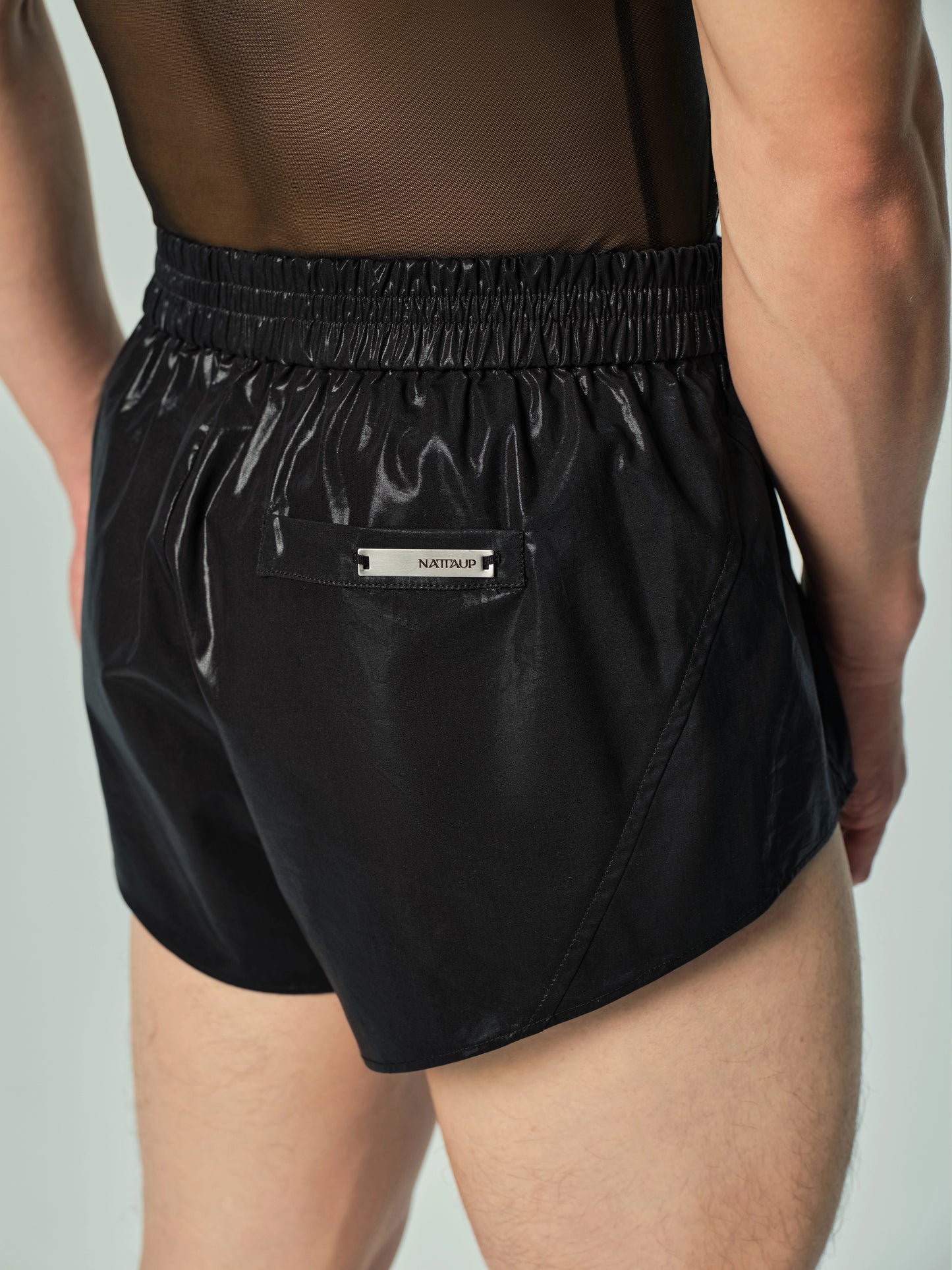 Adjustable Side Straps Jockstrap & Glossy Sparkle Fitted Shorts