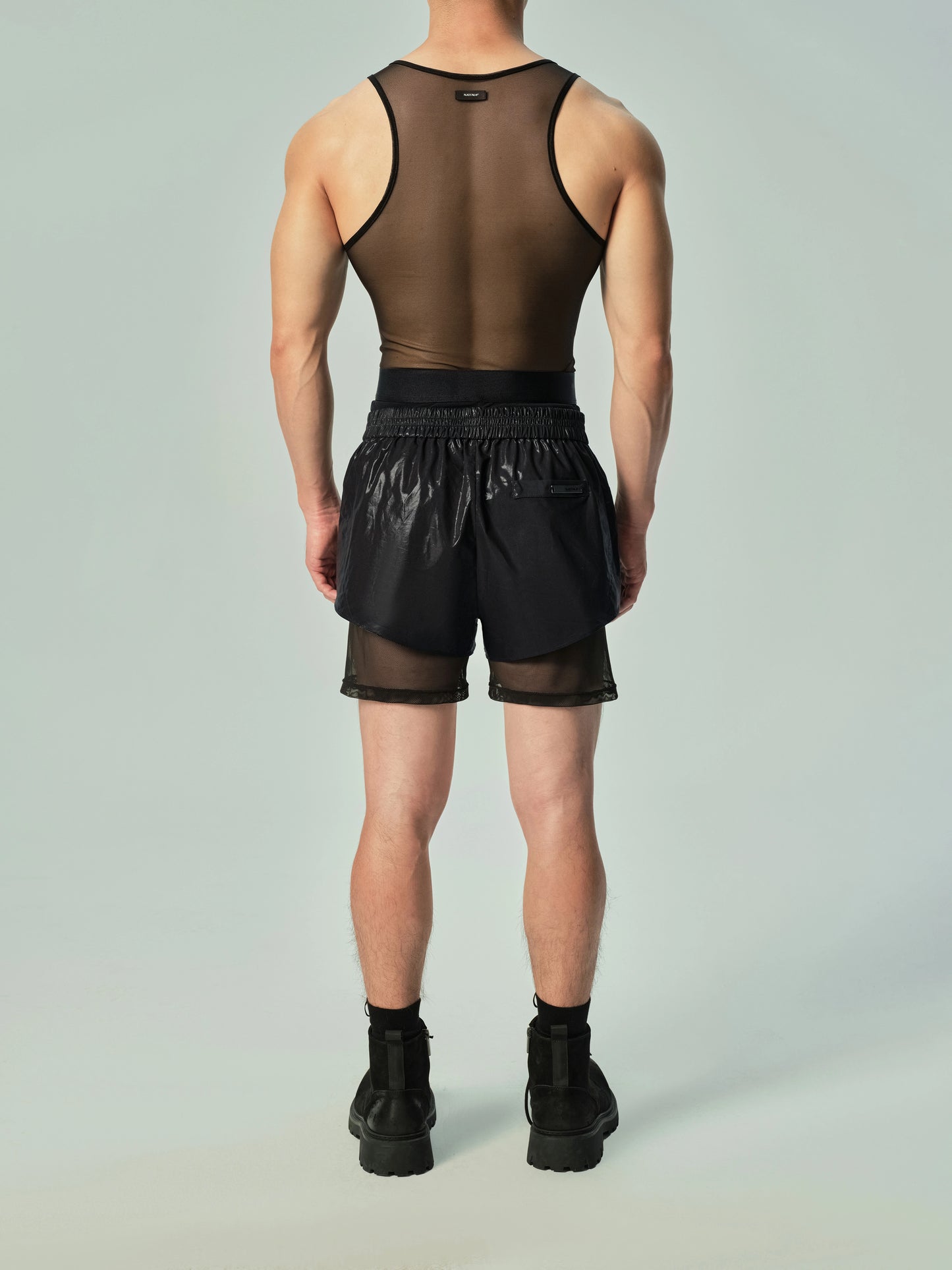 Glossy Sparkle Fitted Shorts & Mesh Shorts