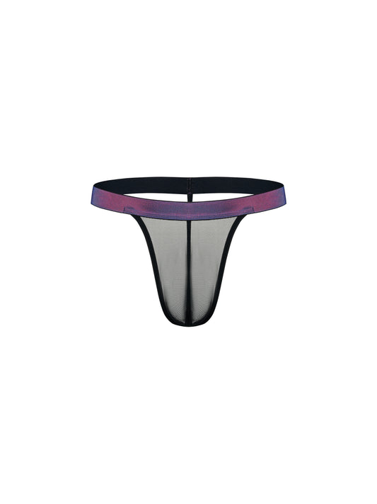 Iridescent-Band Sheer Mesh Thong