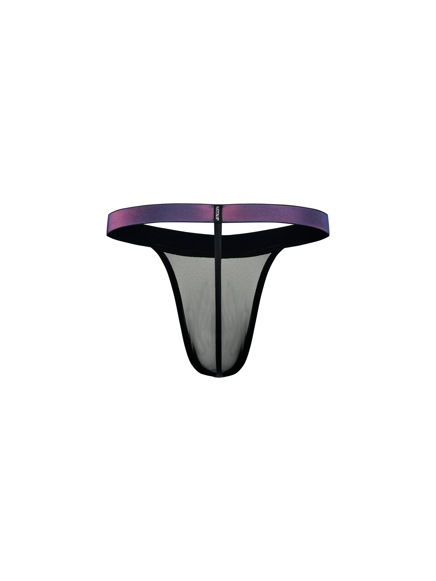 Iridescent-Band Sheer Mesh Thong