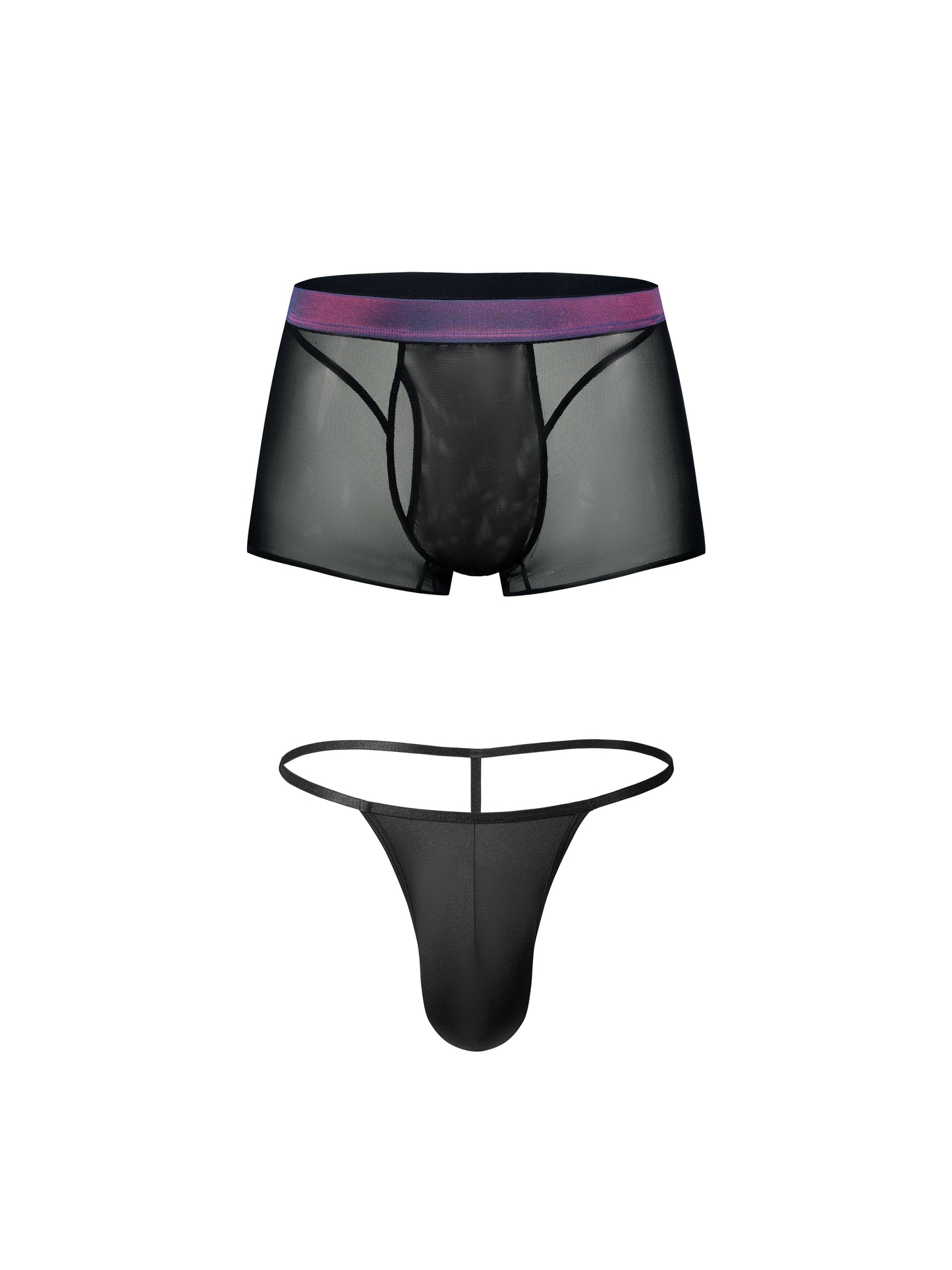 Iridescent-Band Sheer Mesh Trunk