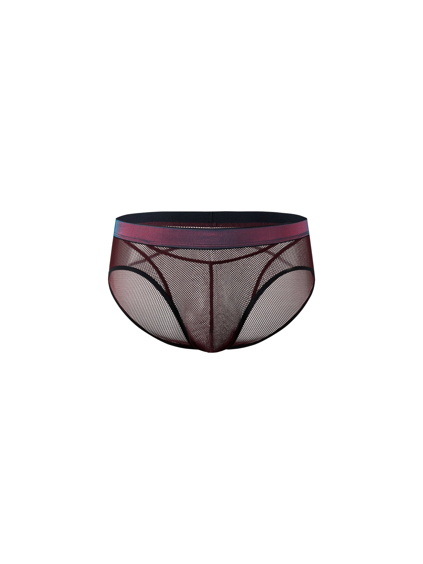 Iridescent-Band Sheer Open-Mesh Brief