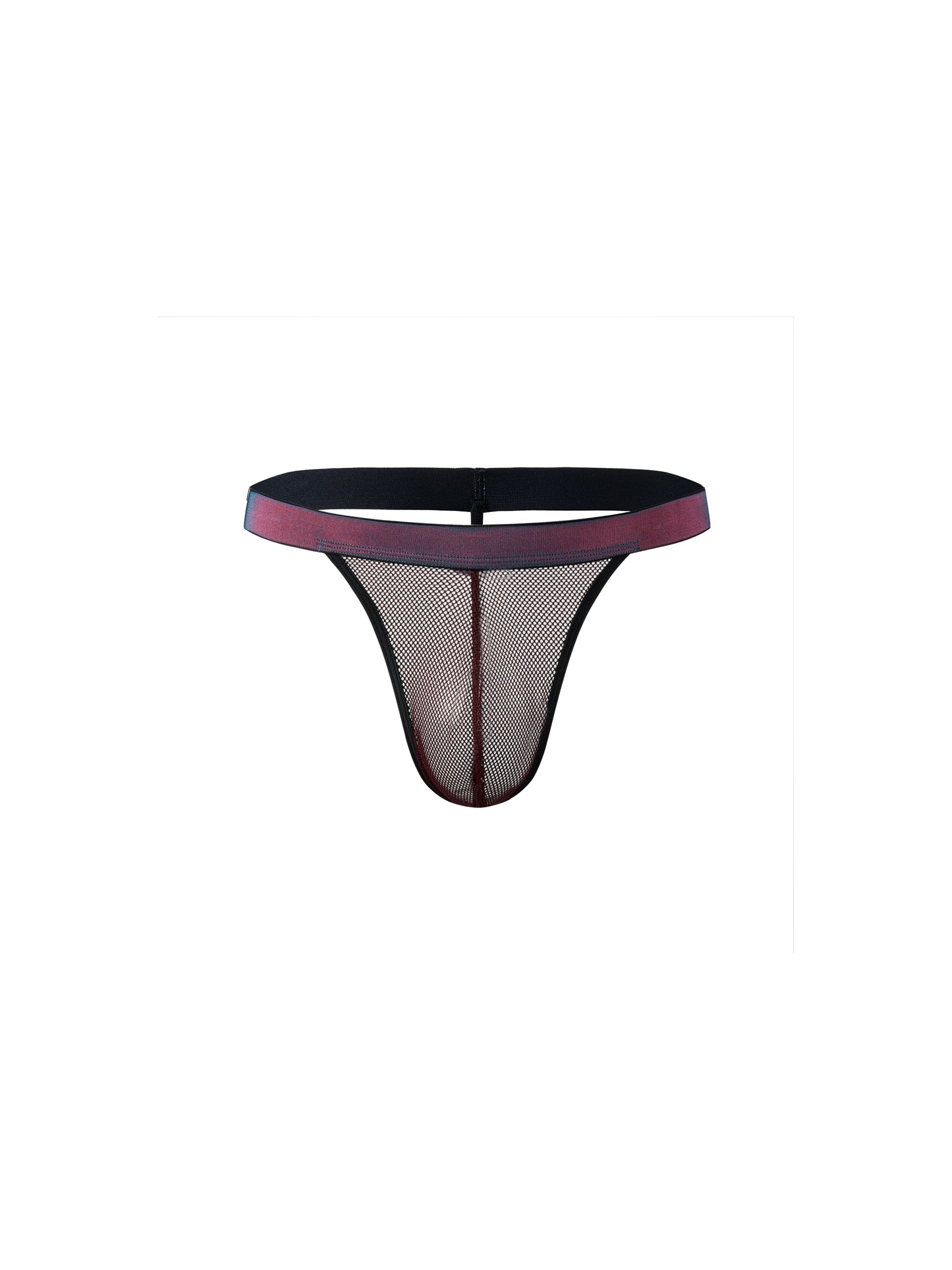 Iridescent-Band Sheer Open-Mesh Thong