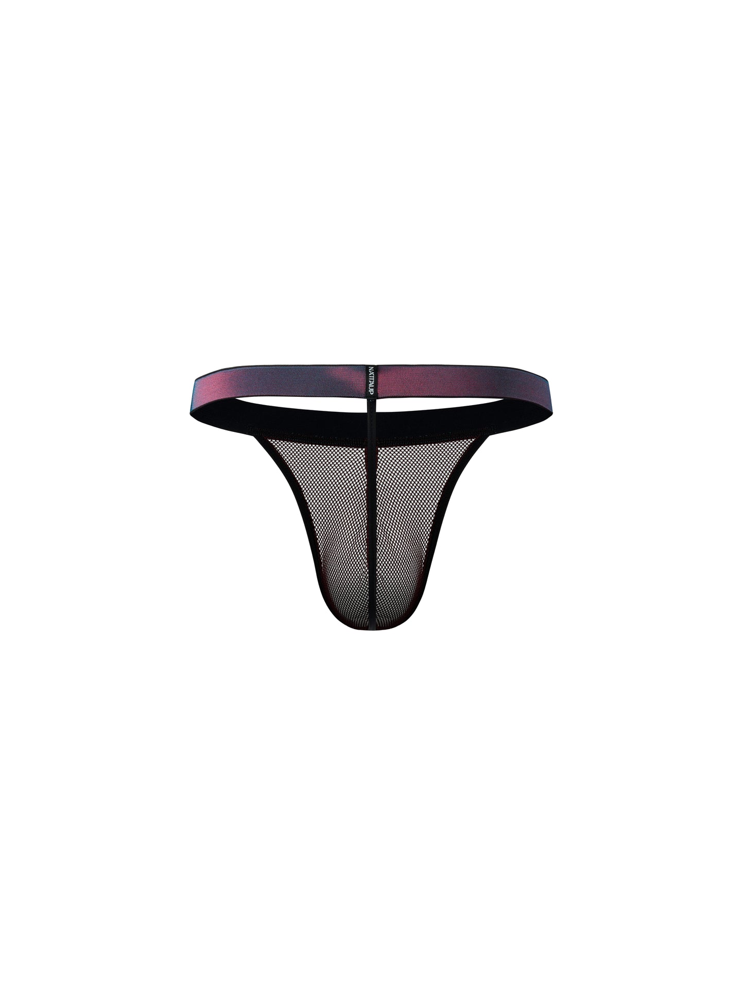 Iridescent-Band Sheer Open-Mesh Thong
