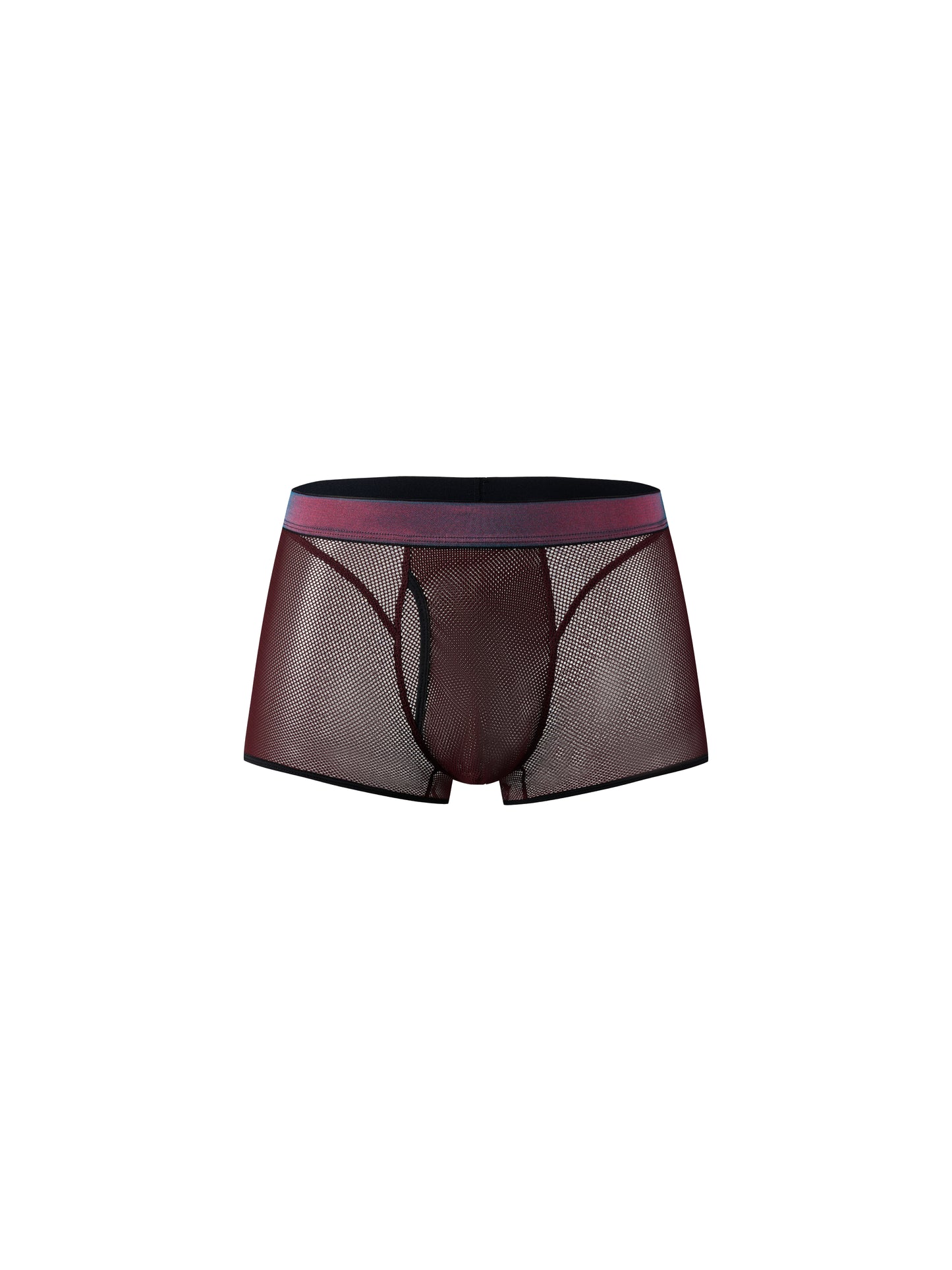 Iridescent-Band Sheer Open-Mesh Trunk