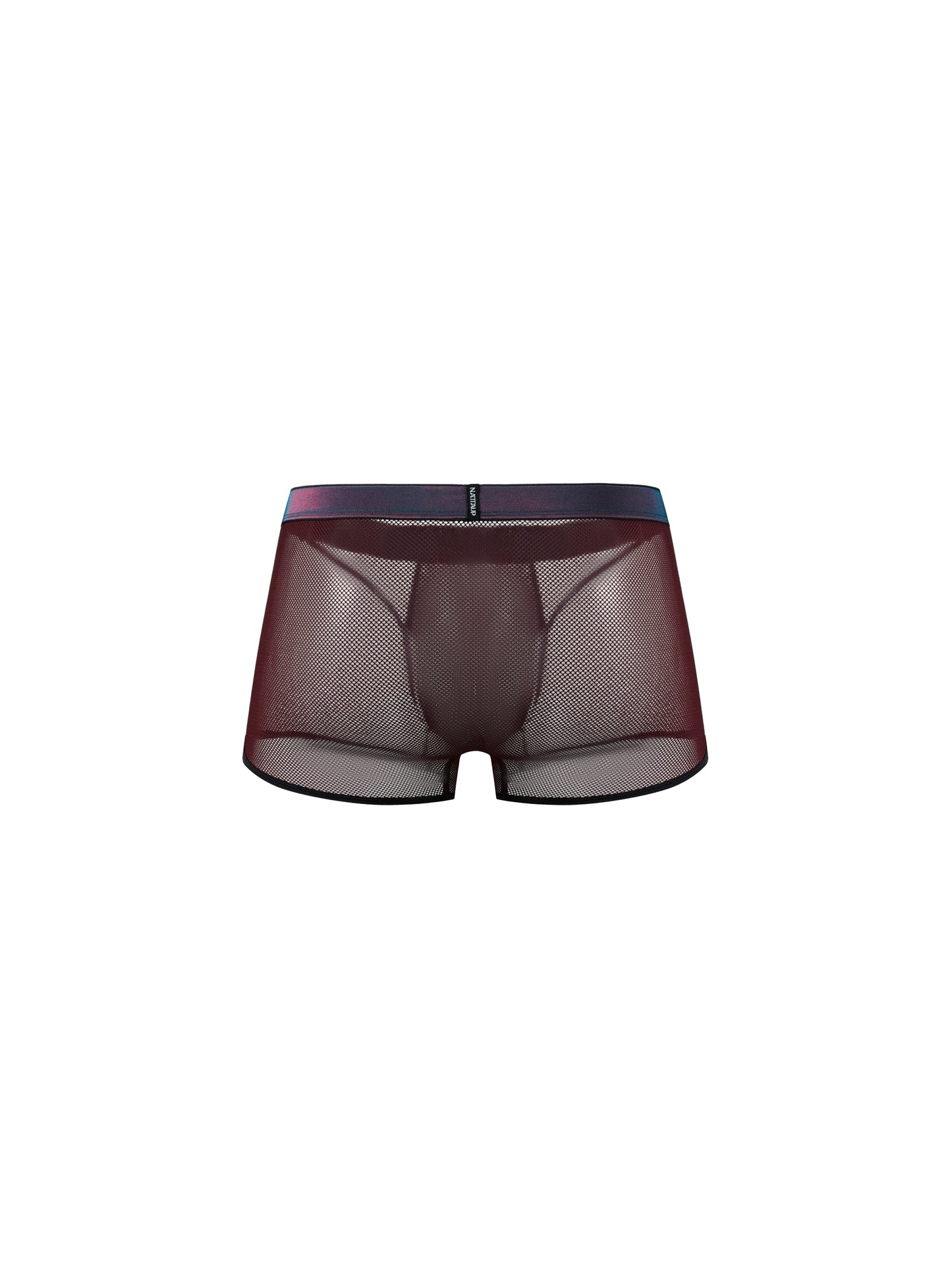 Iridescent-Band Sheer Open-Mesh Trunk
