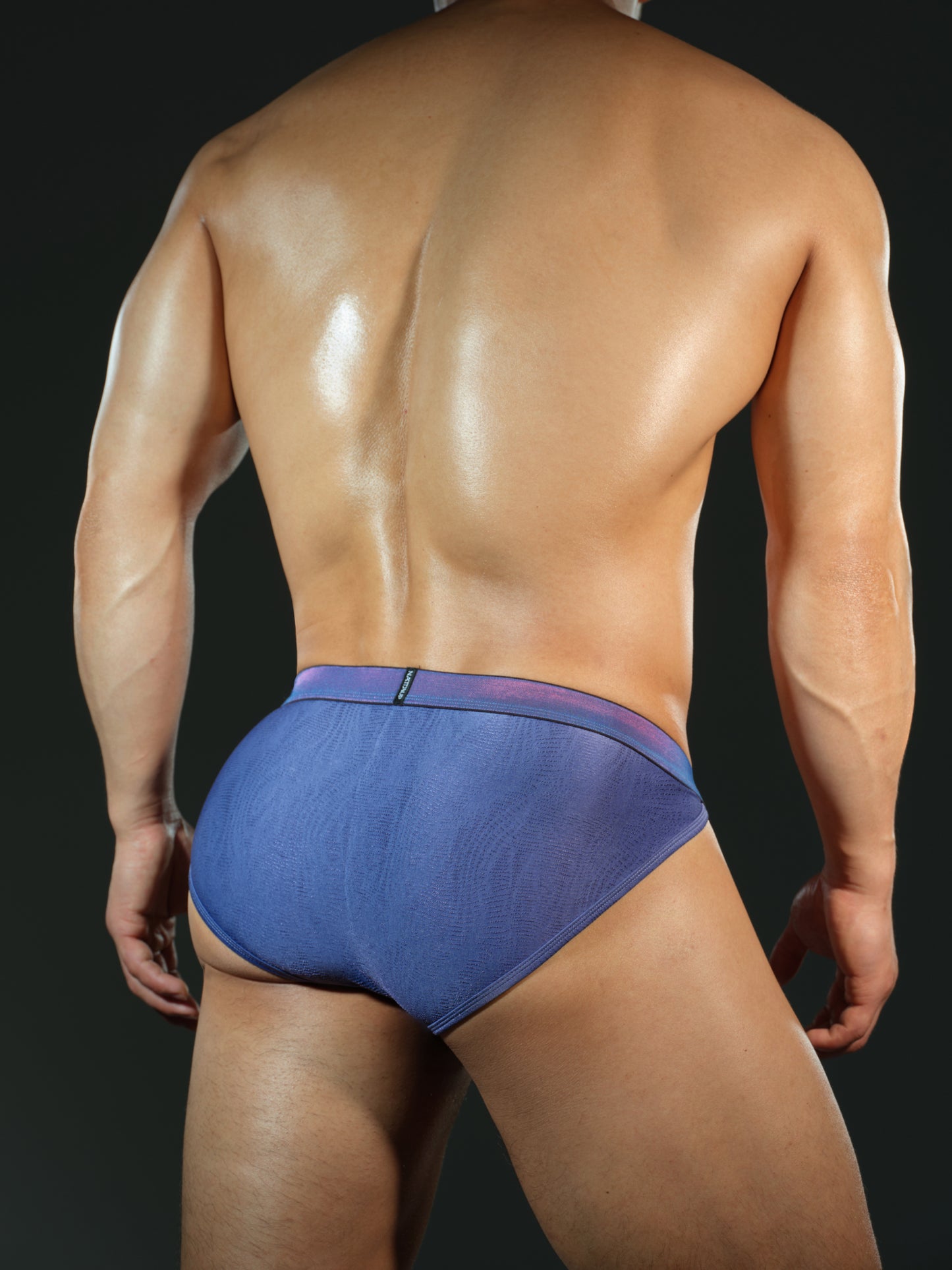 Iridescent Water-Ripple High-Cut Strap Brief