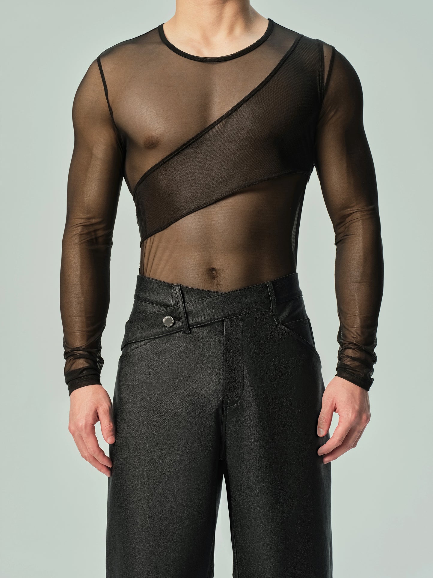 Jockstrap & Lustrous Mesh Asymmetric Shoulder Accessory