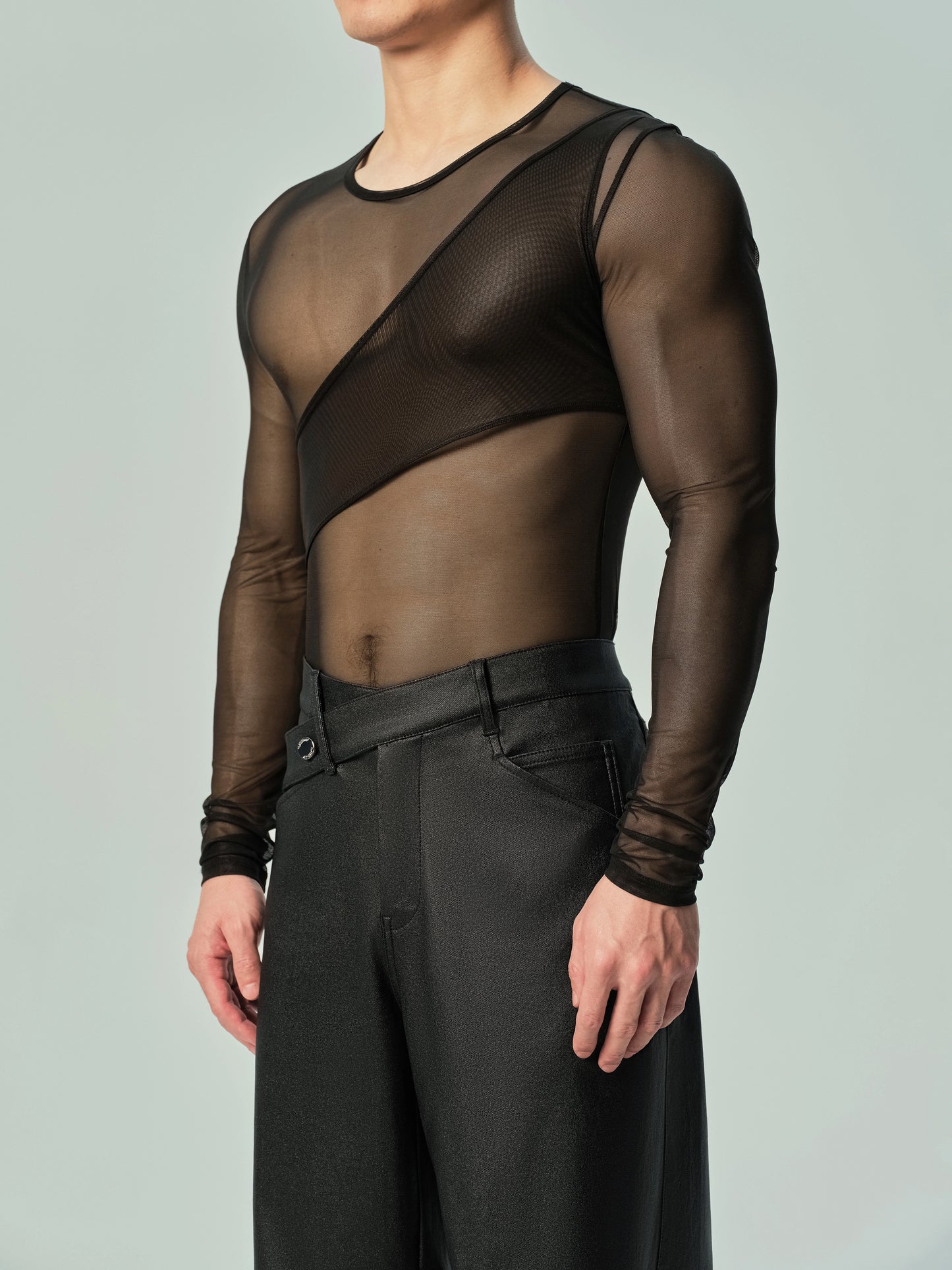 Jockstrap & Lustrous Mesh Asymmetric Shoulder Accessory