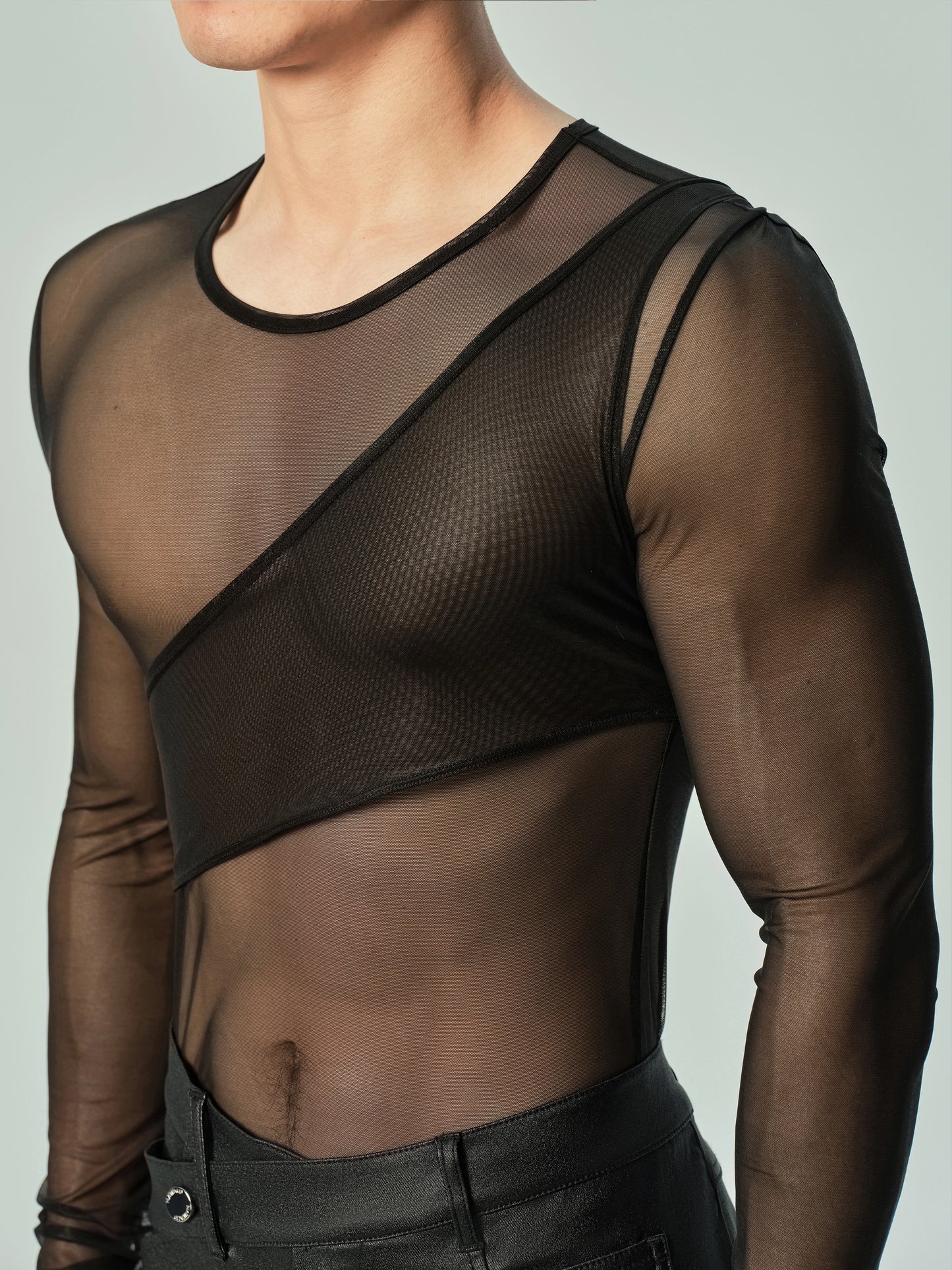 Jockstrap & Lustrous Mesh Asymmetric Shoulder Accessory