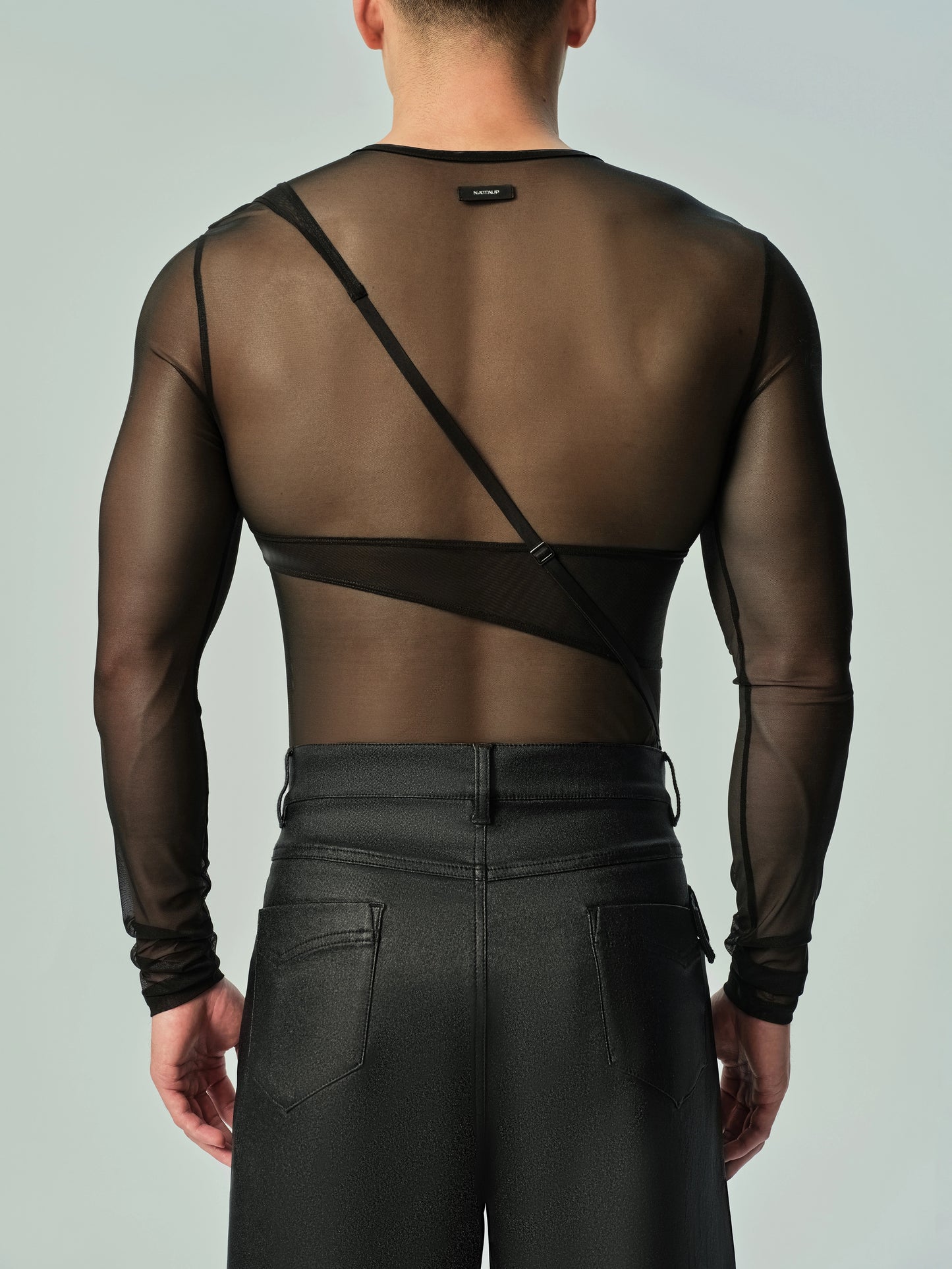 Jockstrap & Lustrous Mesh Asymmetric Shoulder Accessory