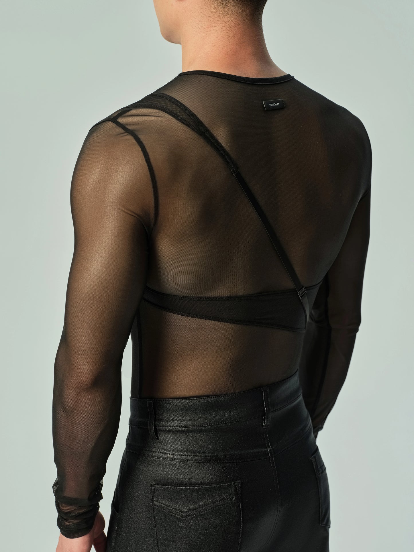 Jockstrap & Lustrous Mesh Asymmetric Shoulder Accessory