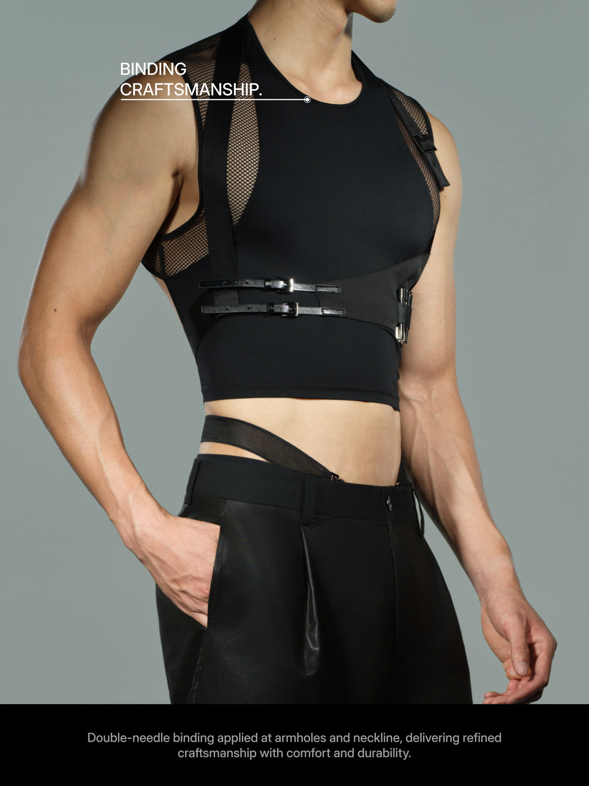 Large Mesh Paneled Tank Top