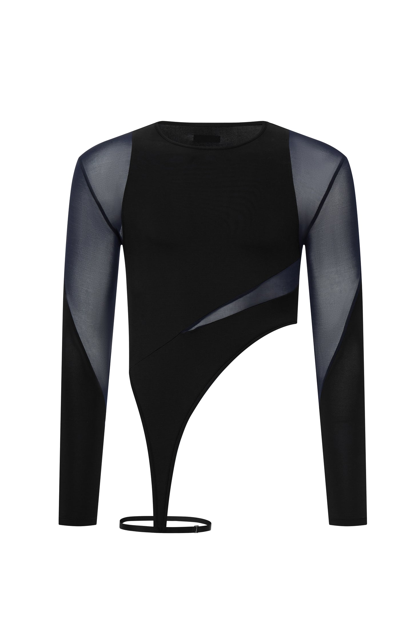 Layered Mesh Panel Long-Sleeve Top