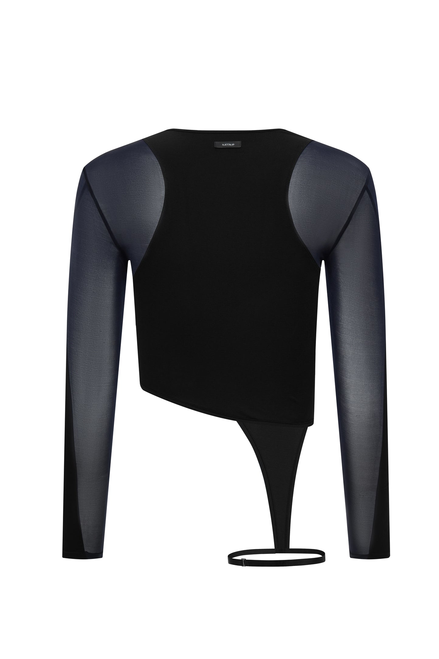 Layered Mesh Panel Long-Sleeve Top