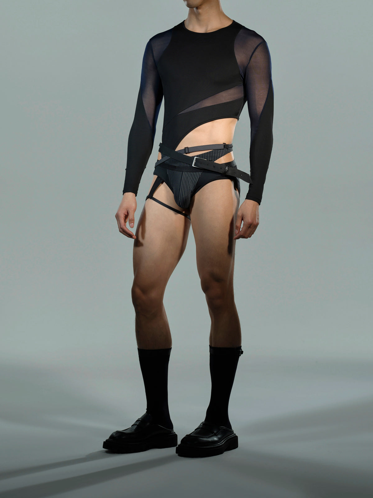 Heart-Marked Mesh Panel Brief