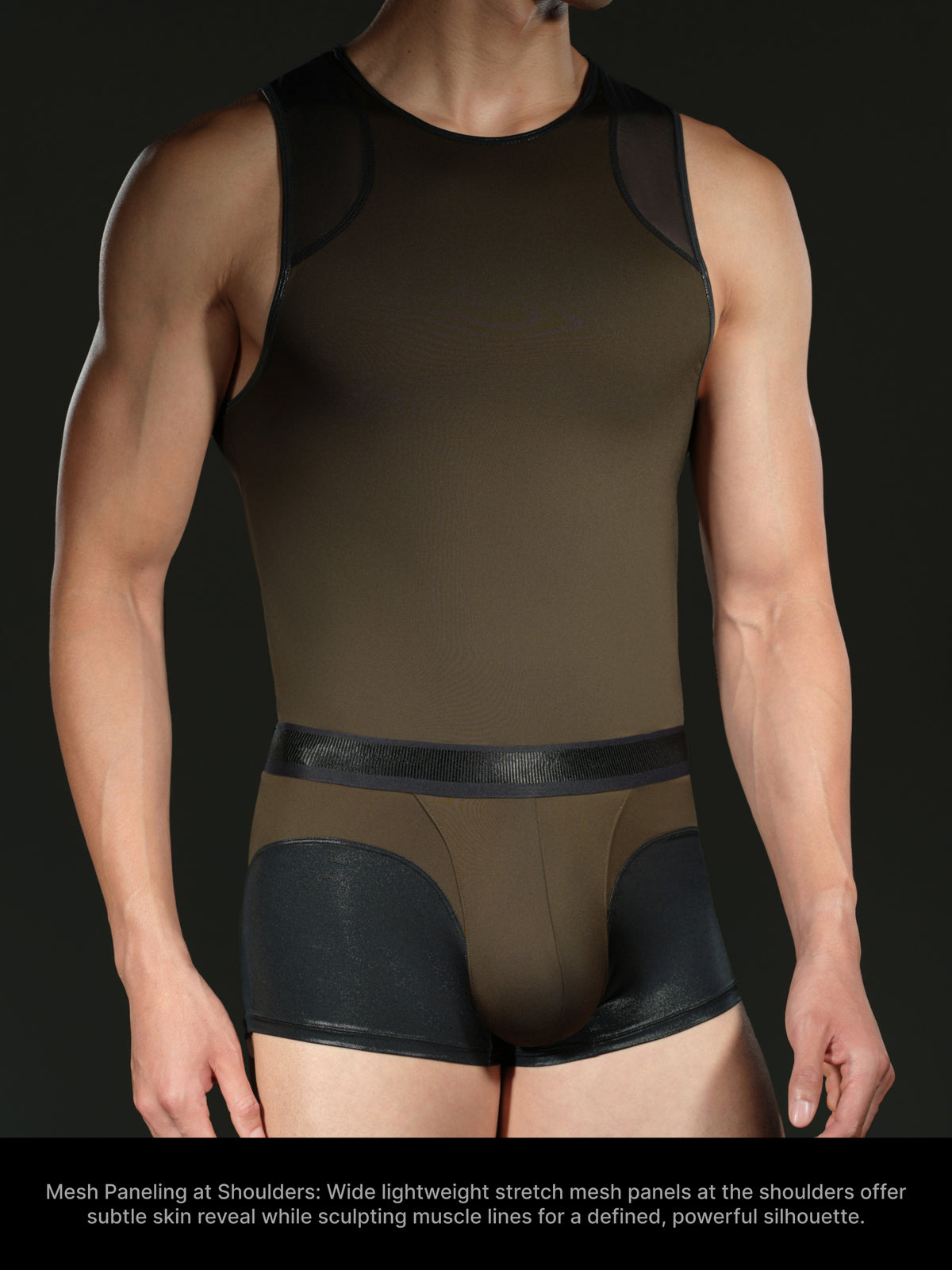 Leather-Finish Color-Block Tank Top