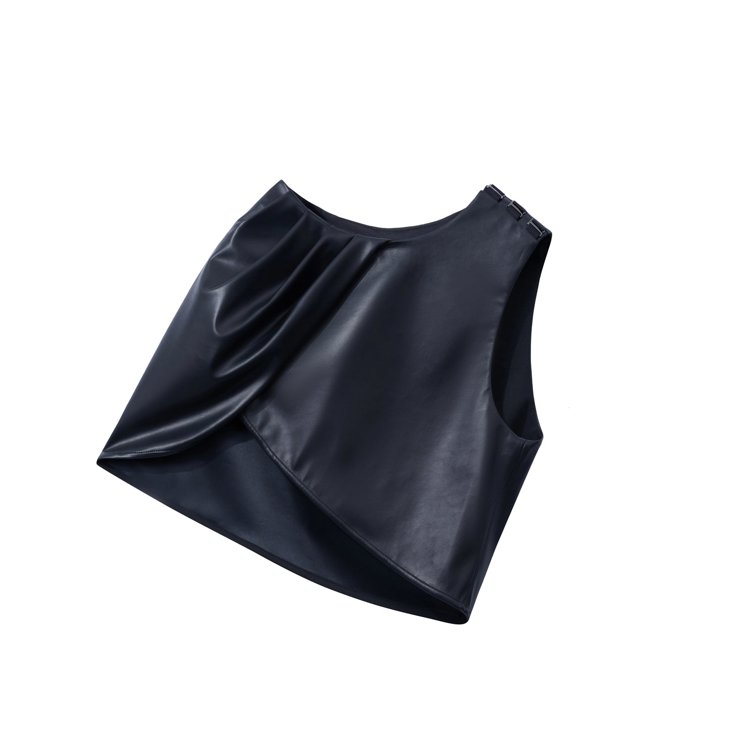 Leather-Pleated Overlay Cape